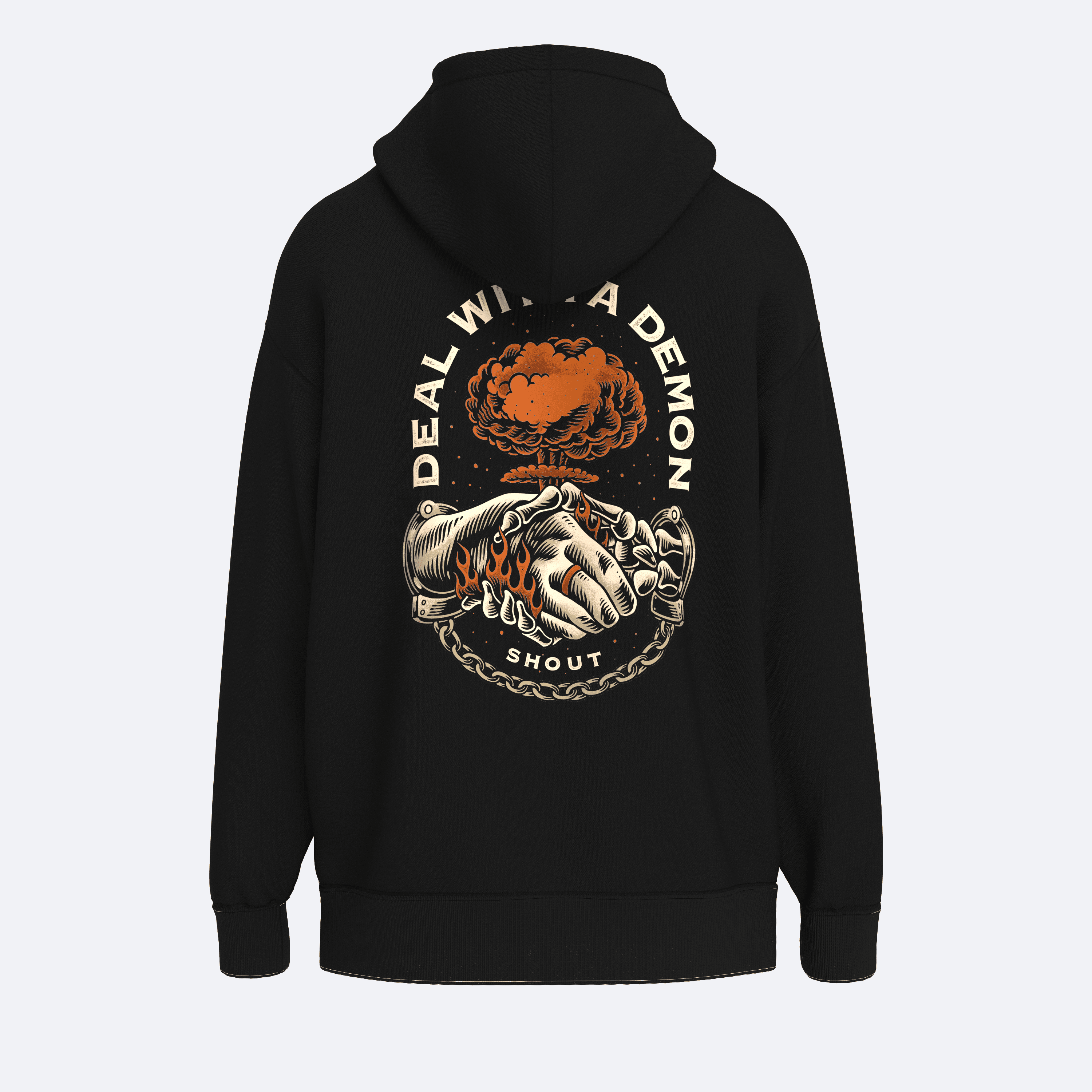 Oversize Shout Deal With a Demon Unisex Hoodie
