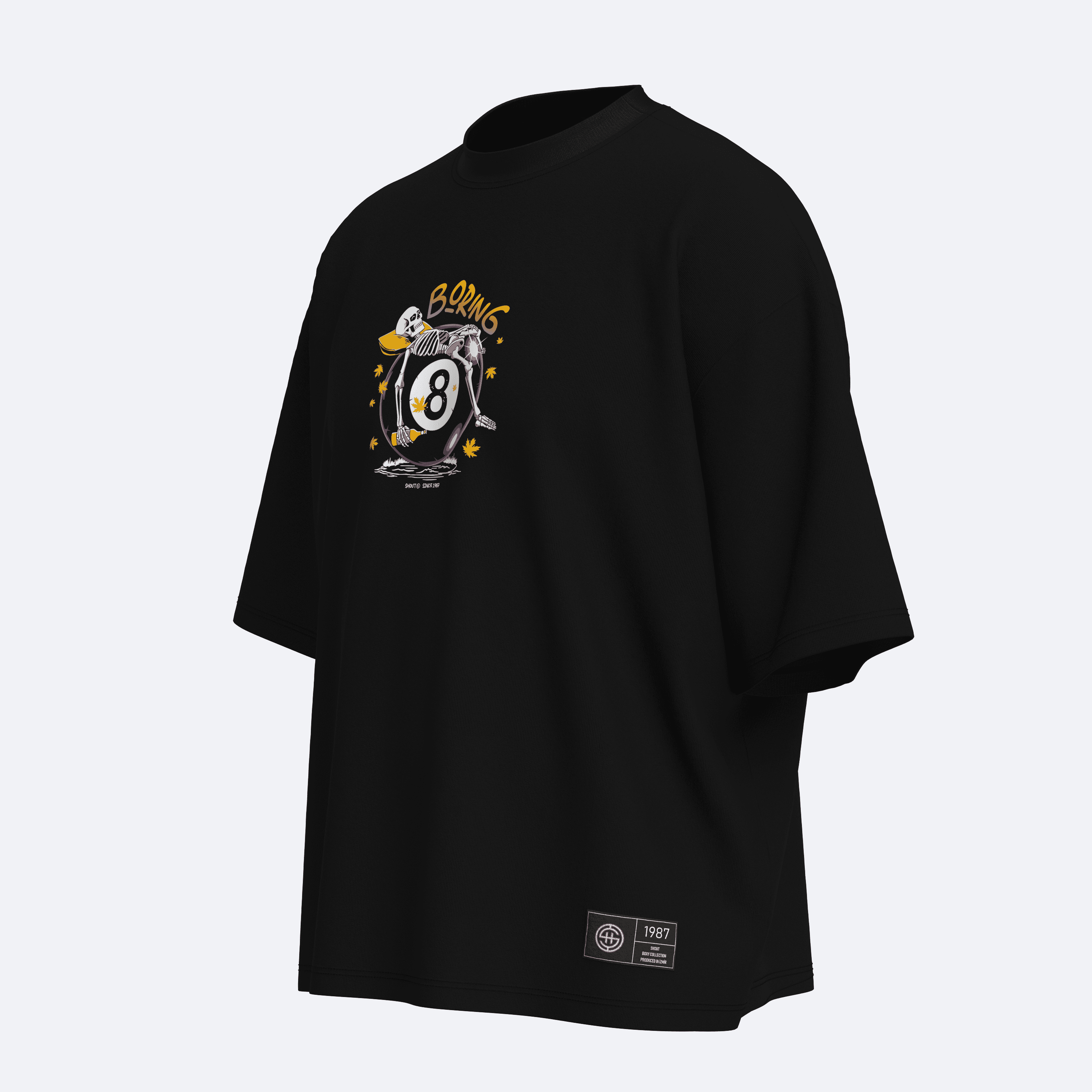 Shout Oversize Boxy Fit Boring 8 Ball Unisex T-Shirt