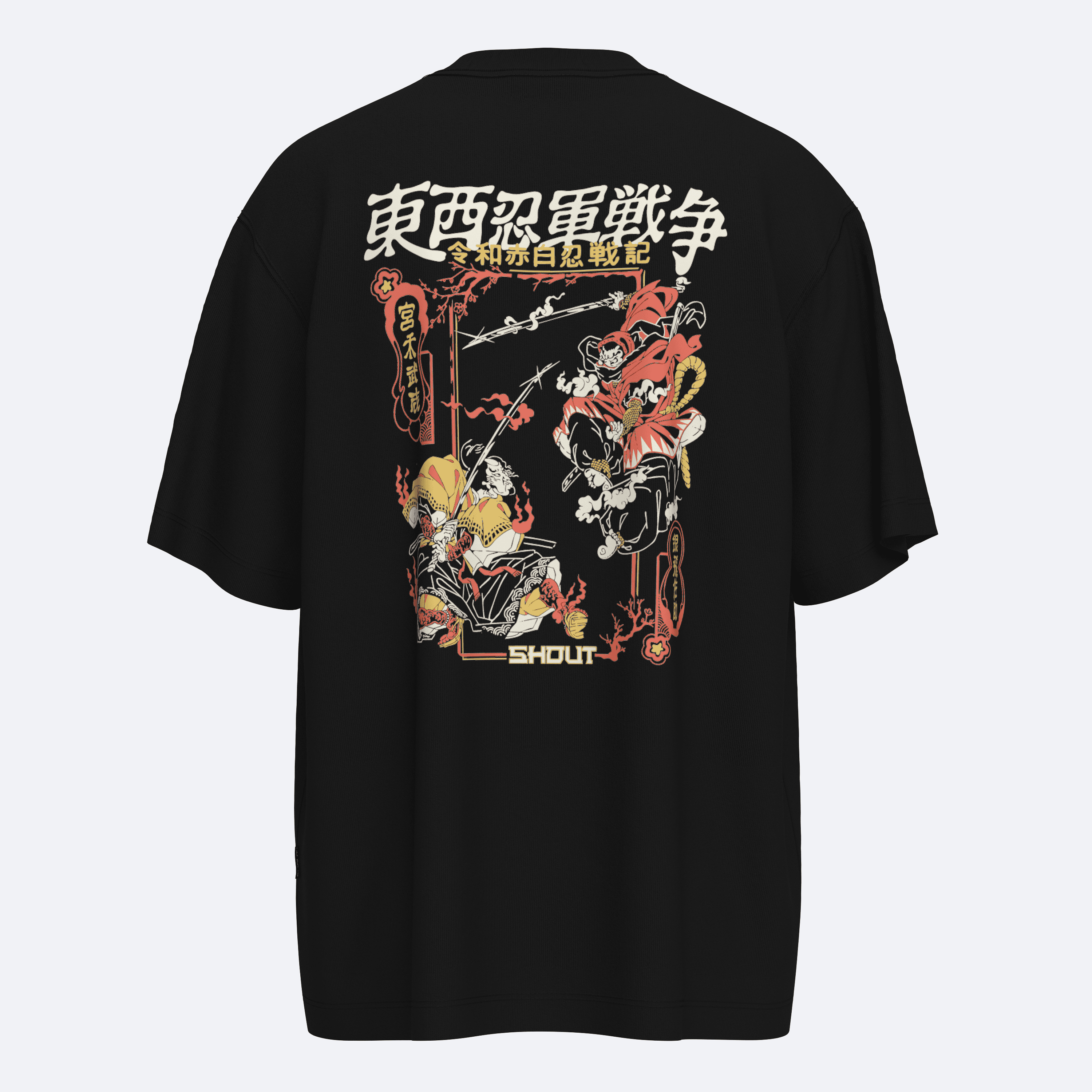 Shout Oversize Musashi vs Sasuke Unisex T-Shirt - Siyah
