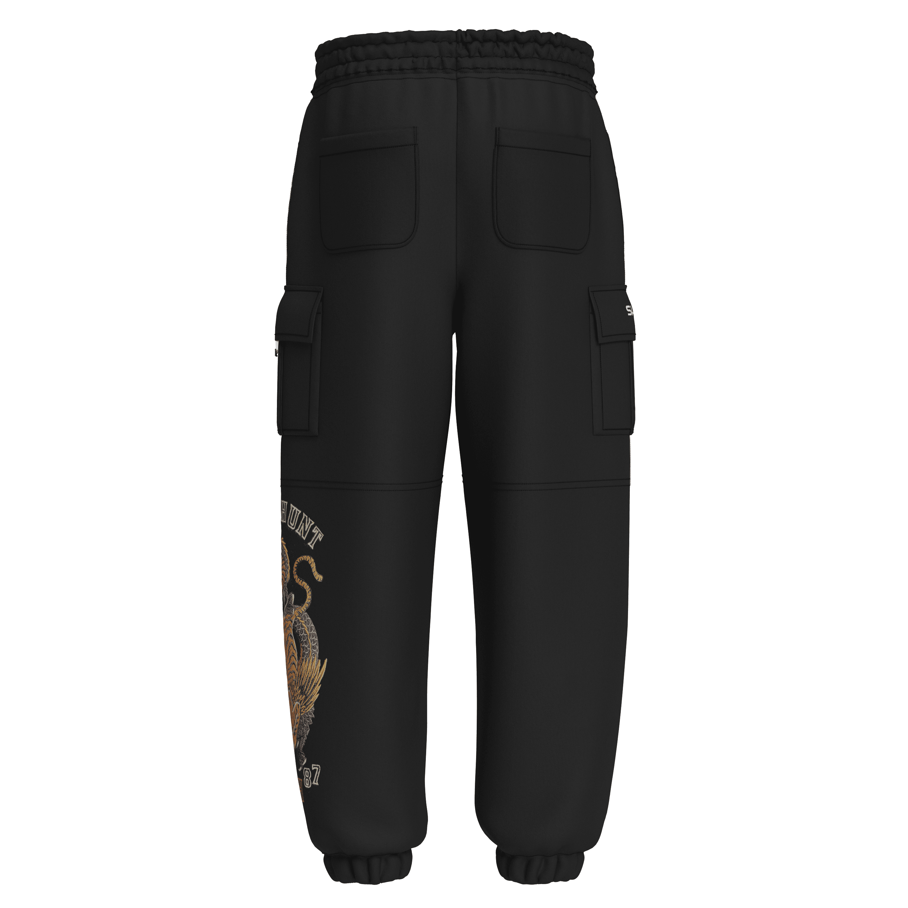 Shout Oversize Unisex Dragon vs Tiger Embroidery Kargo Pantolon