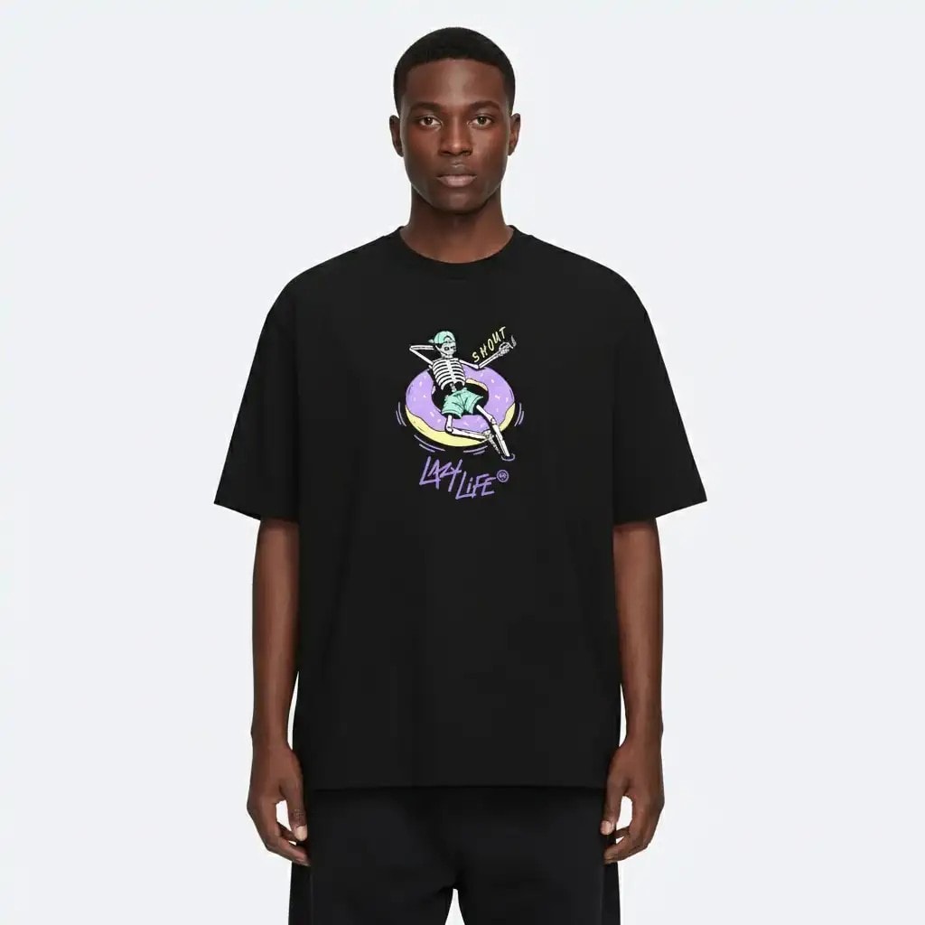 Shout Oversize Lazy Life Oldschool Unisex T-Shirt