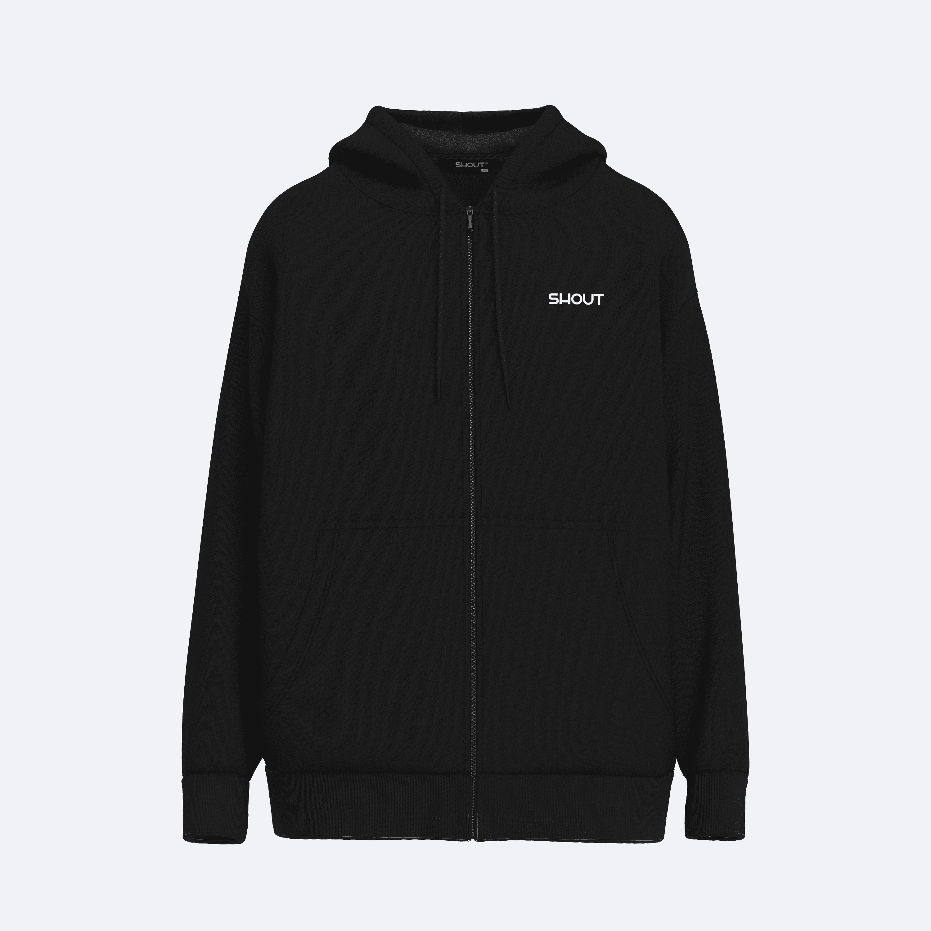 Shout Oversize Basic Unisex Oldschool Zip Up Hoodie