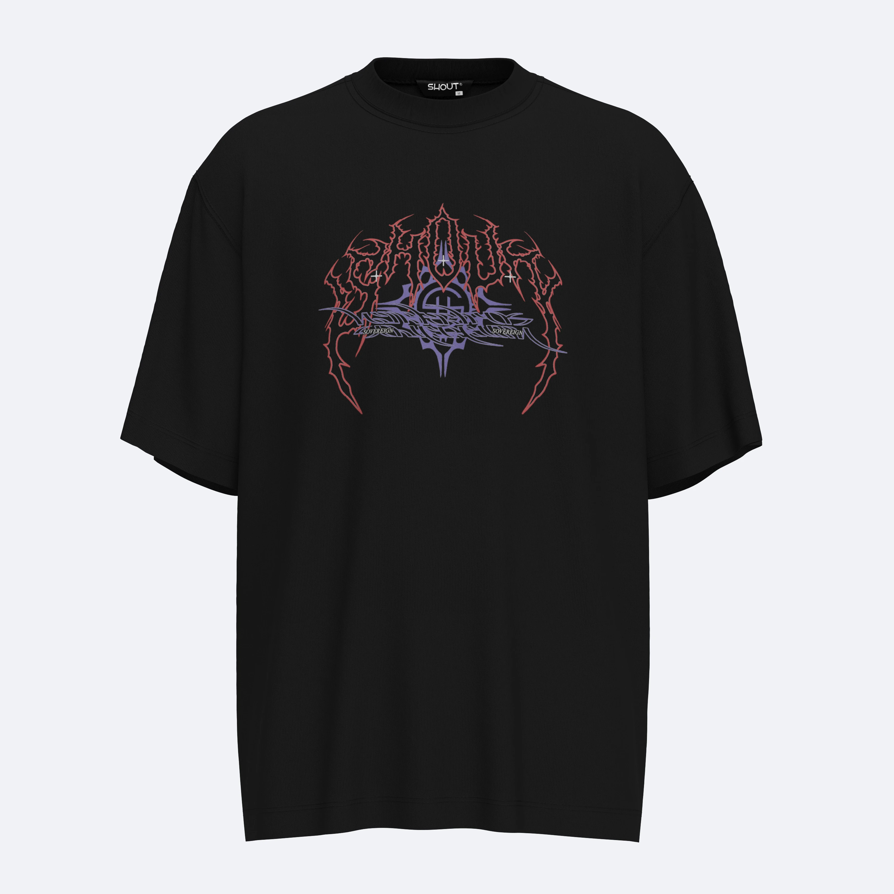 Shout Sovereign Unisex Oversize Tişört - Siyah