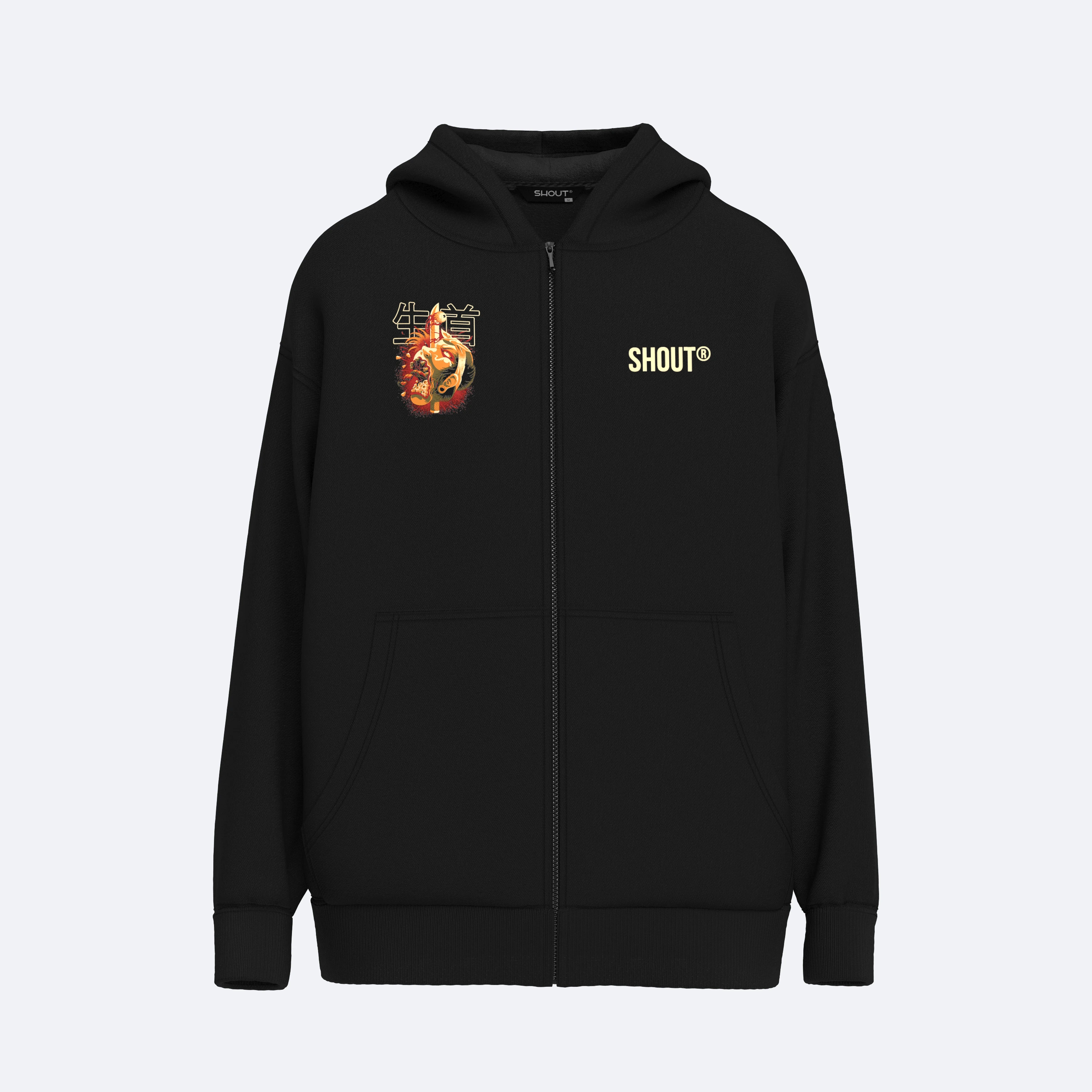 Oversize Shout Namakubi V2 Unisex Zip Up Hoodie