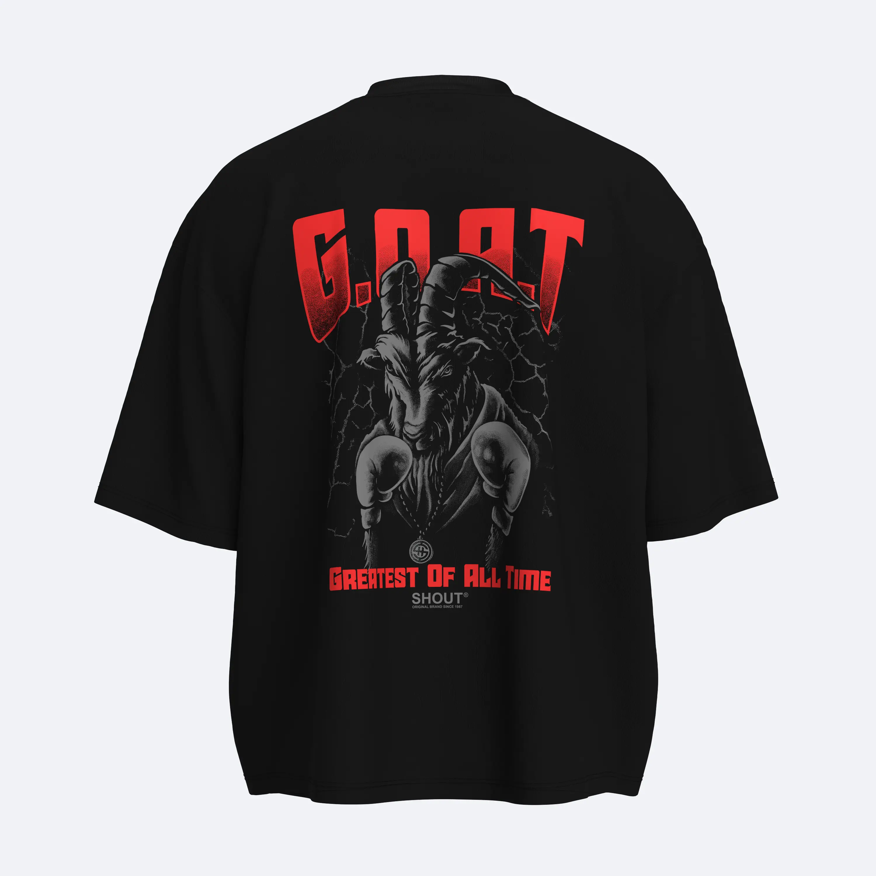 Shout Boxy Fit Oversize G.O.A.T Unisex Tişört