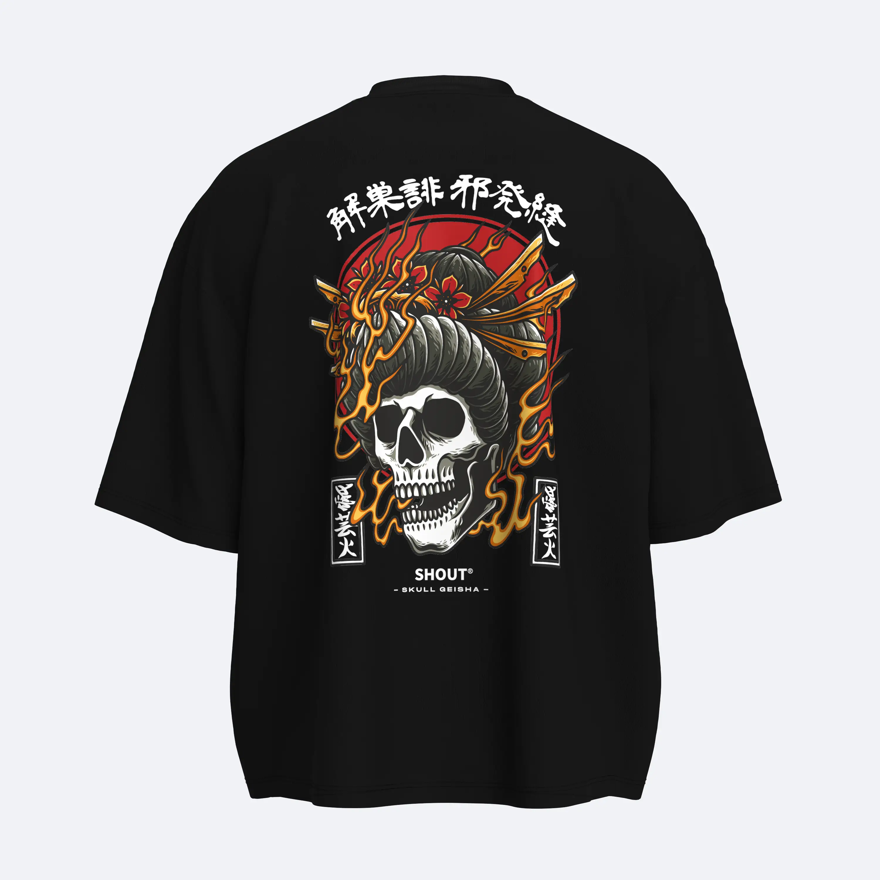 Shout Boxy Fit Oversize Skull Geisha Unisex Tişört