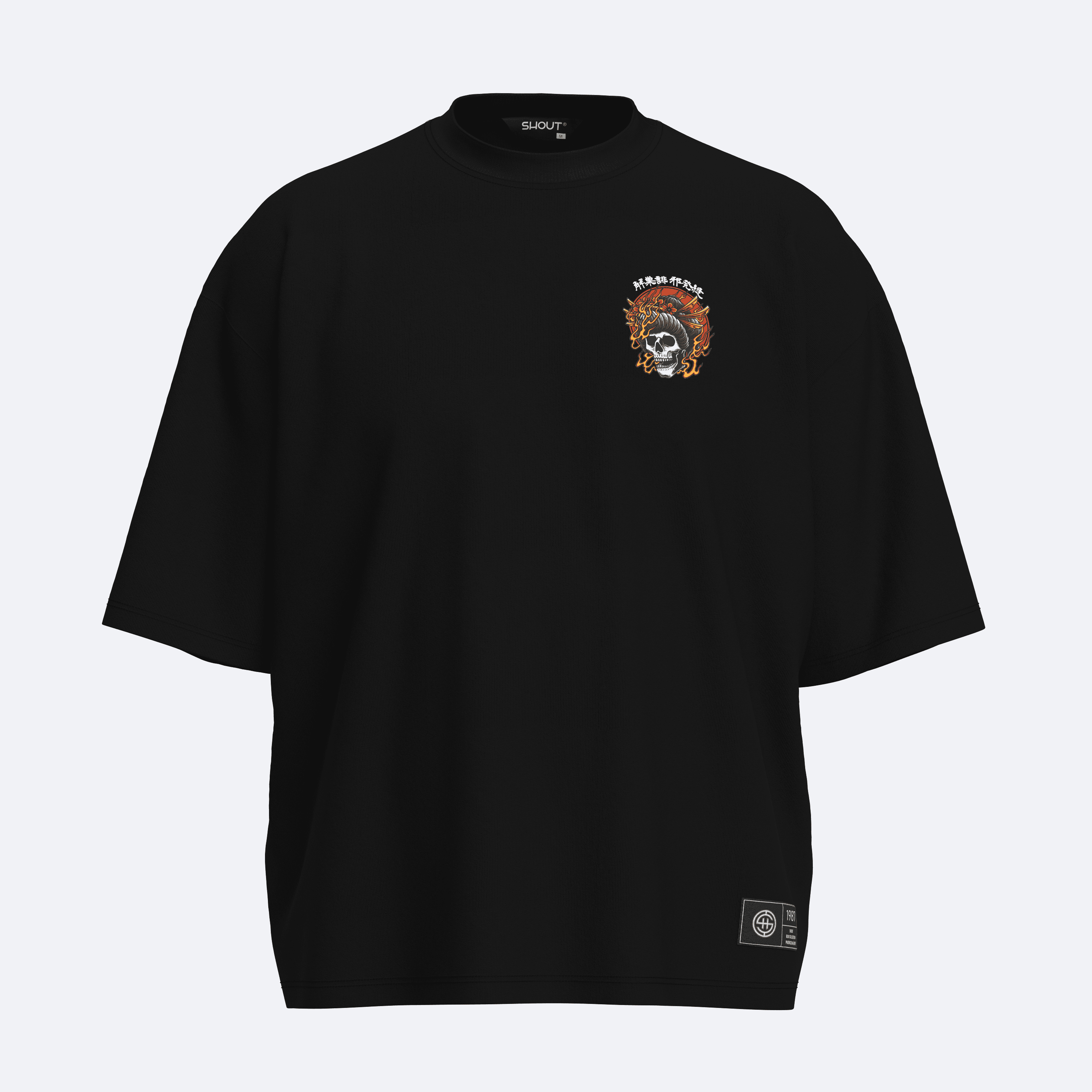 Shout Boxy Fit Oversize Skull Geisha Unisex Tişört