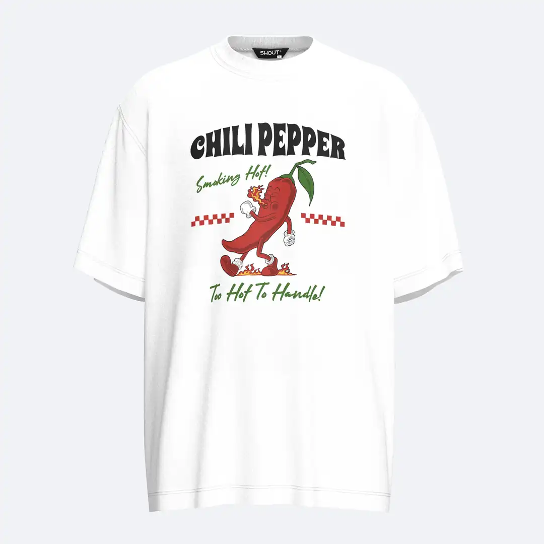 SHOUT Chili Pepper Oversize Tişört – oversize kalıp tişört ürün görseli