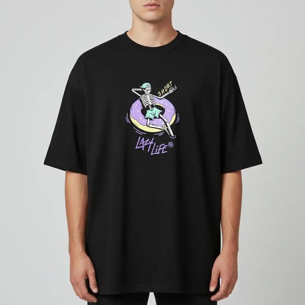 Shout Oversize Lazy Life Oldschool Unisex T-Shirt