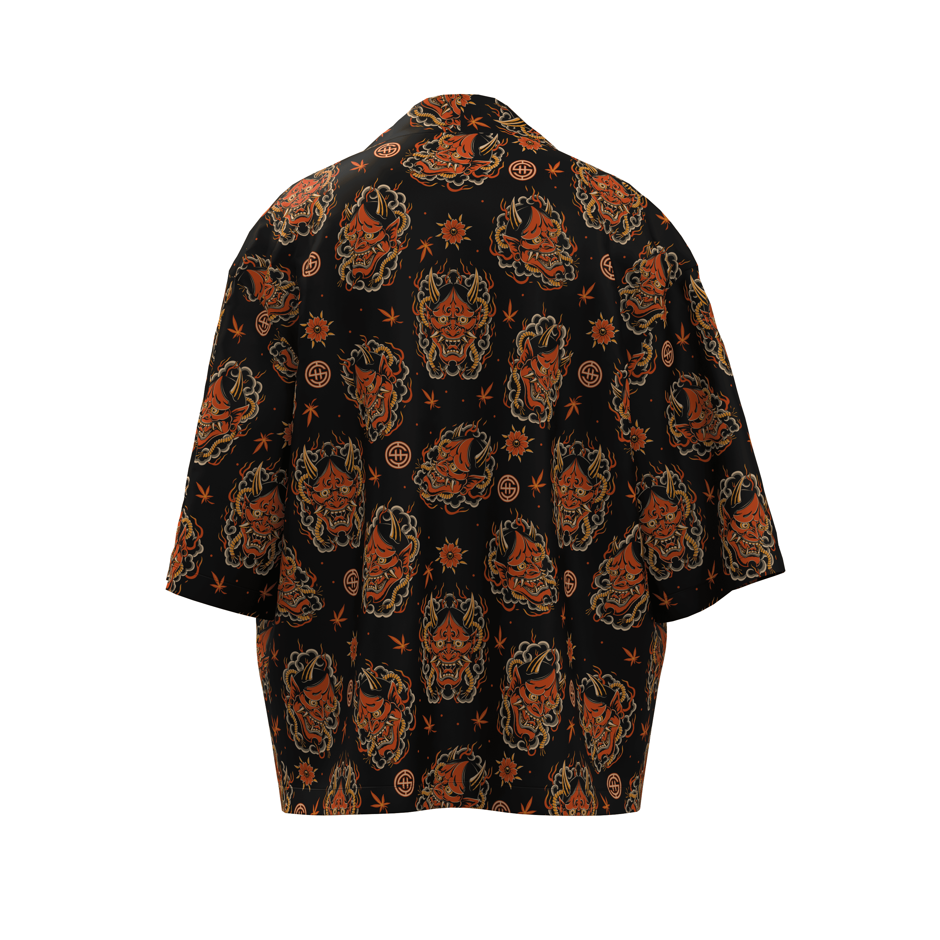 Shout Oversize Japanese Oni Mask Unisex Black Kimono