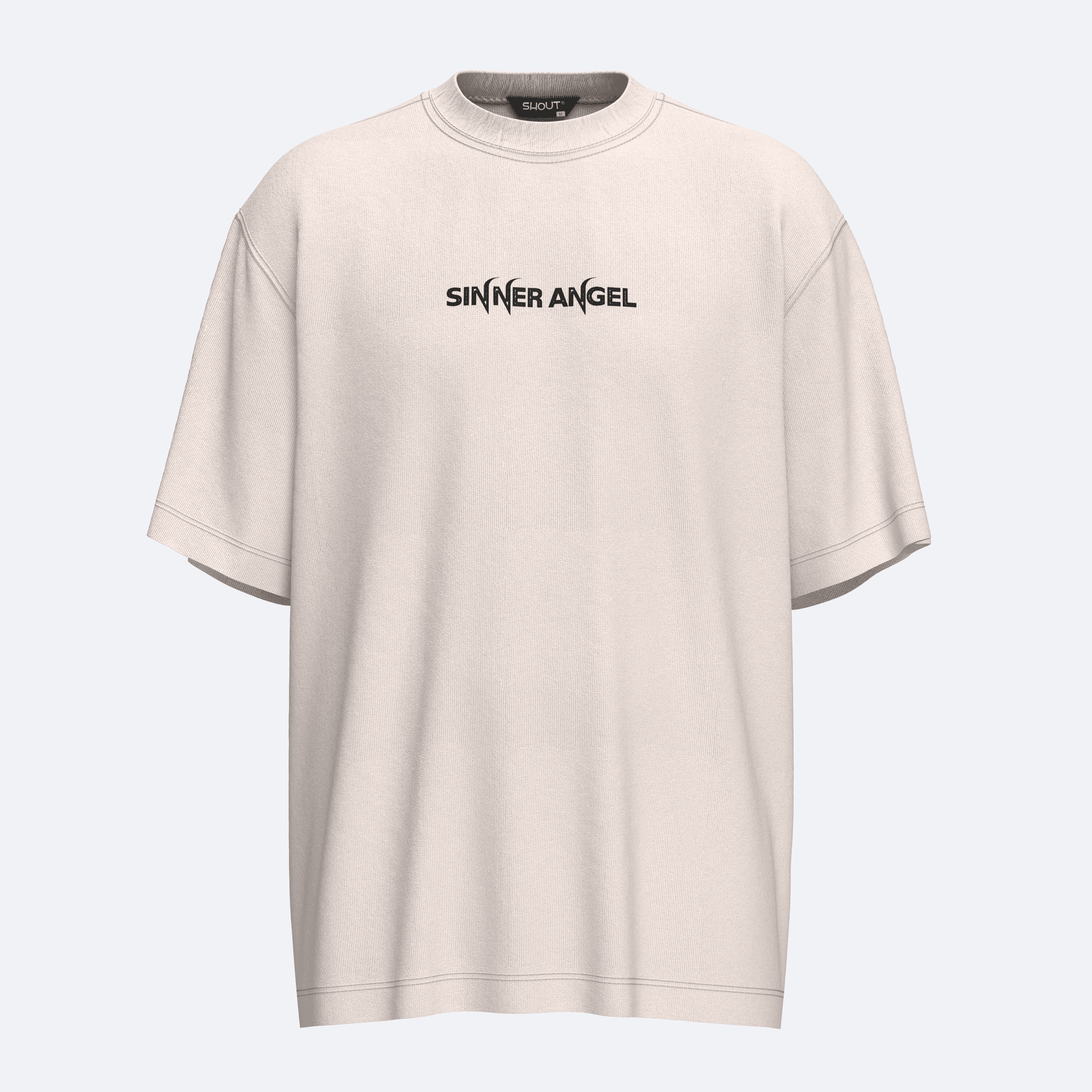 Shout Oversize Sinner Angel Unisex T-Shirt - Beige