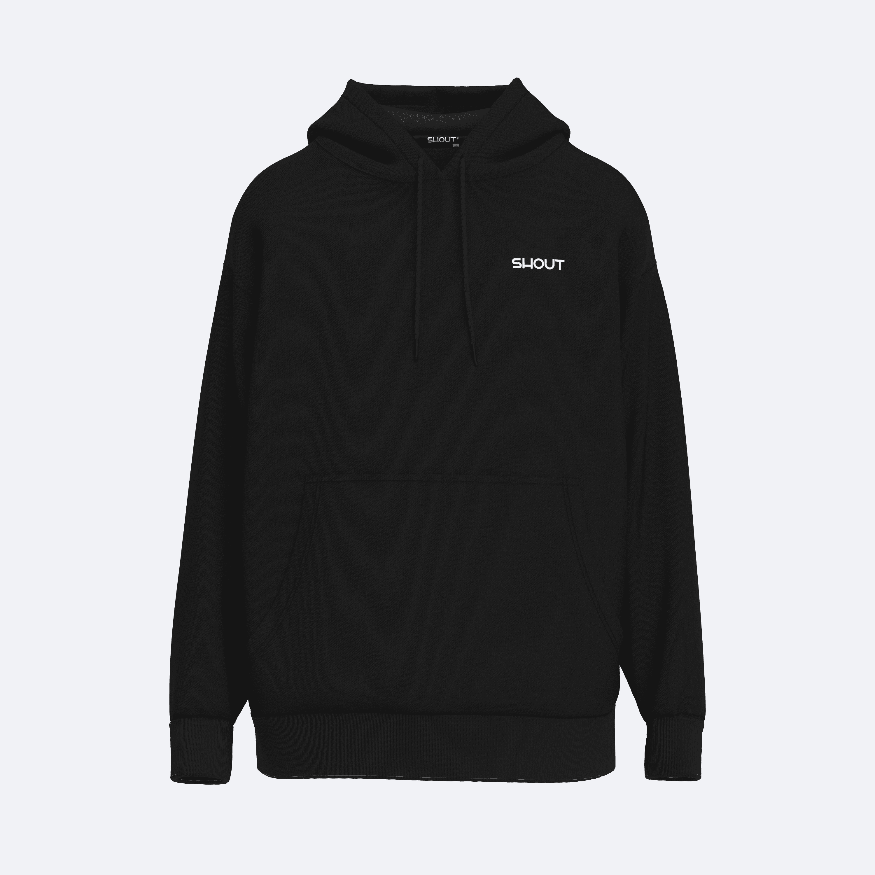 Shout Oversize Basic Black Unisex Oldschool Hoodie