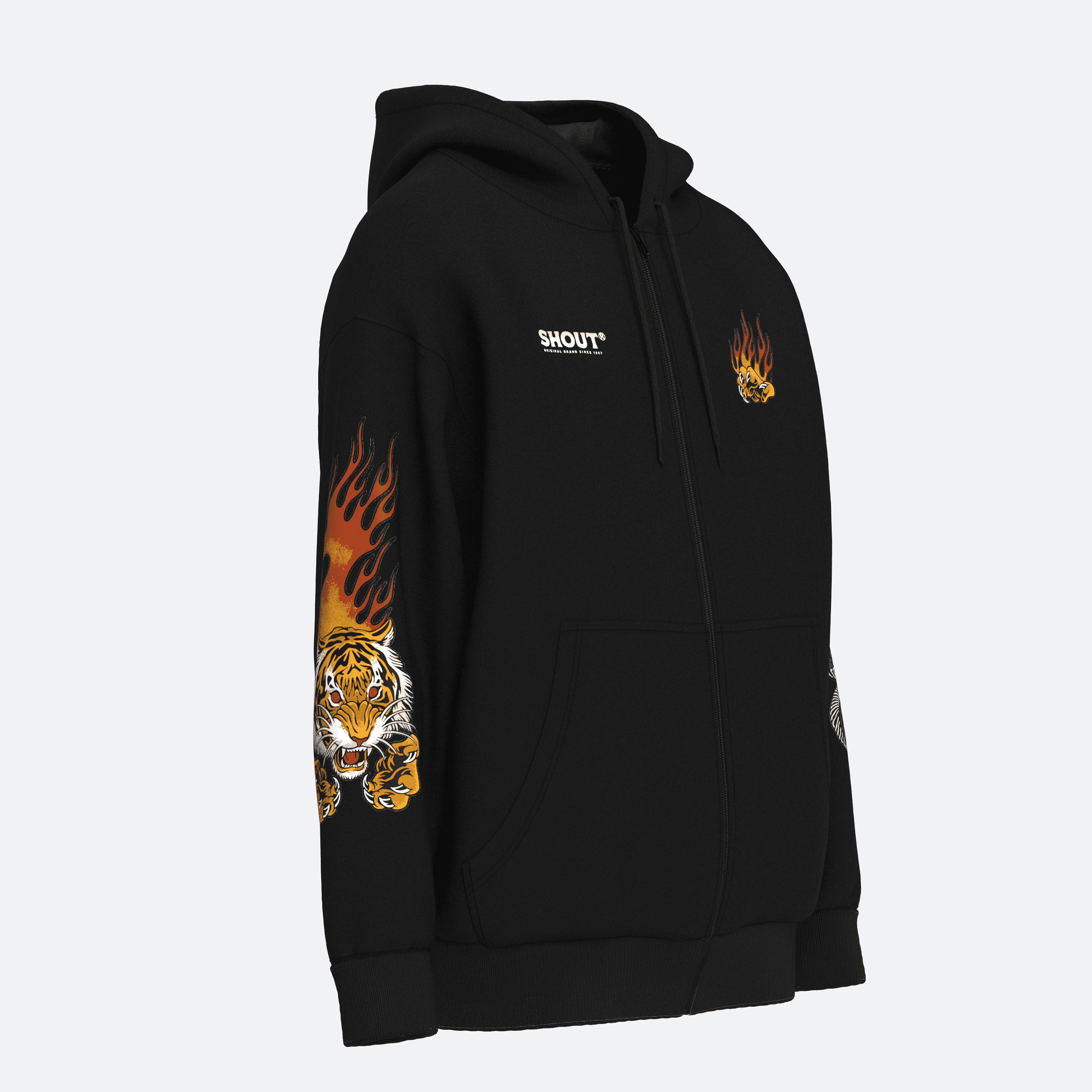 Oversize Shout Tiger vs Snake Unisex Zip Up Hoodie