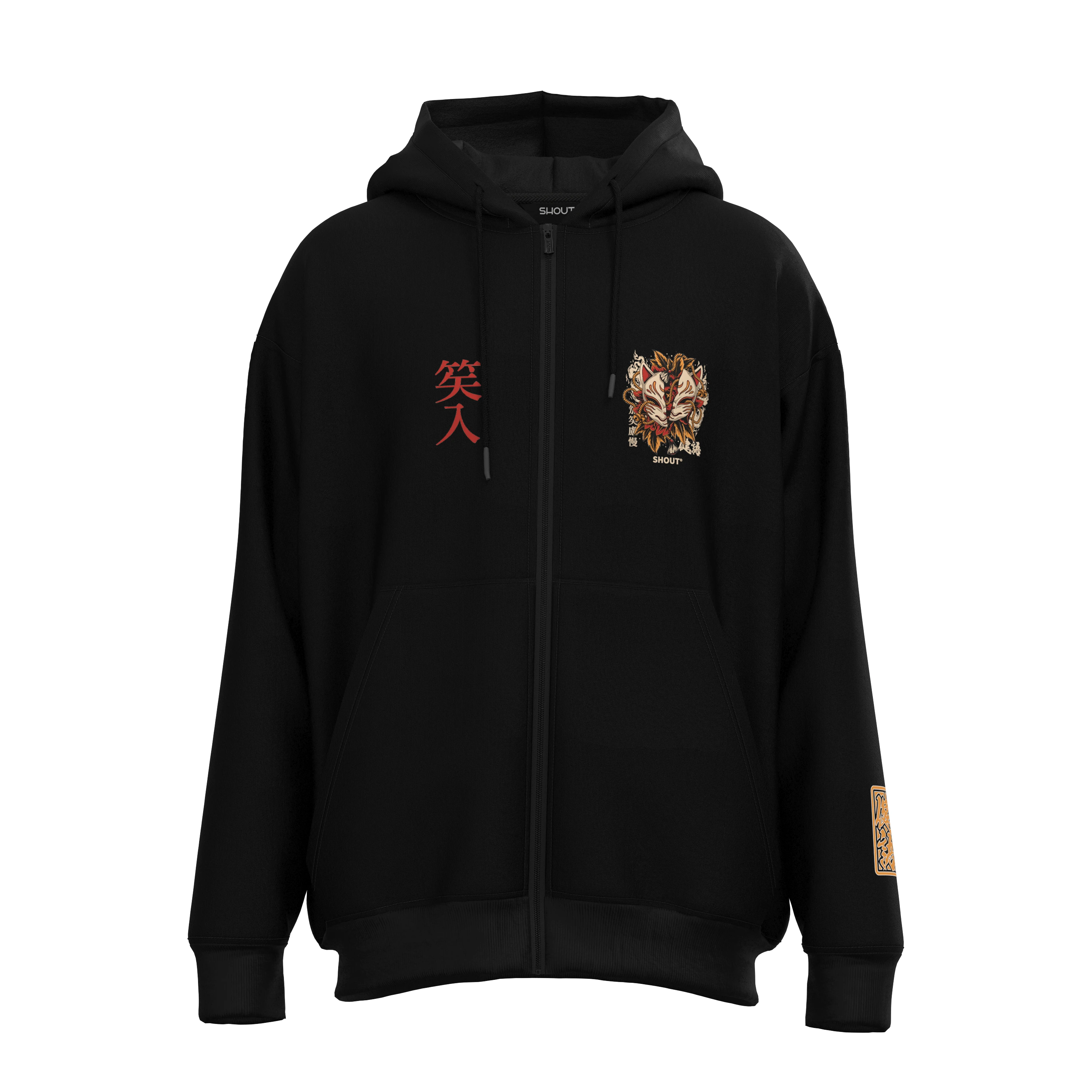Shout Oversize Mask Kitsune 2022 Unisex Zip Up Hoodie