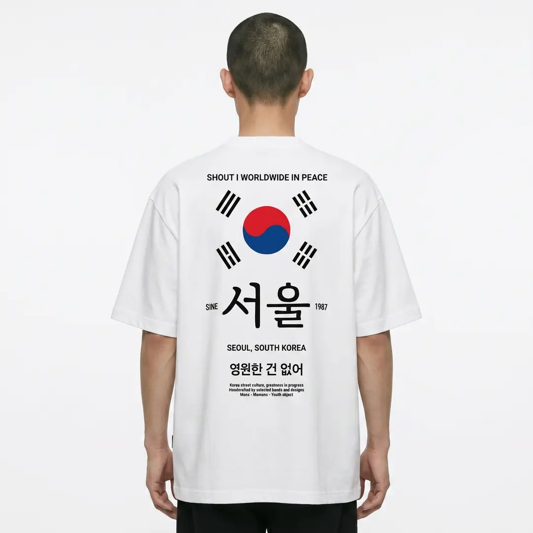 South Korea Street Culture Oversize Tişört SHOUT streetwear ürün görseli