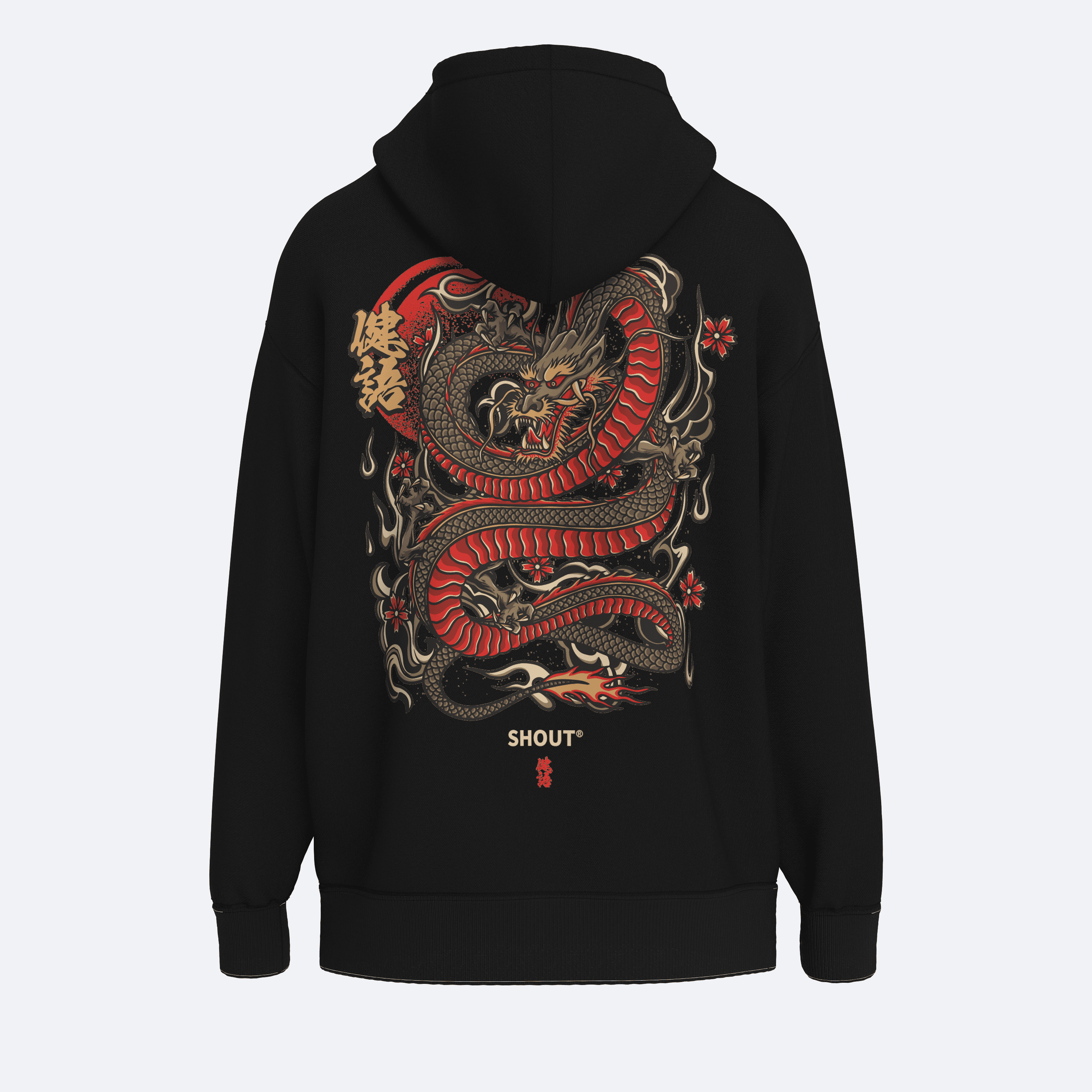 Oversize Shout Dragon Oldschool Unisex Hoodie