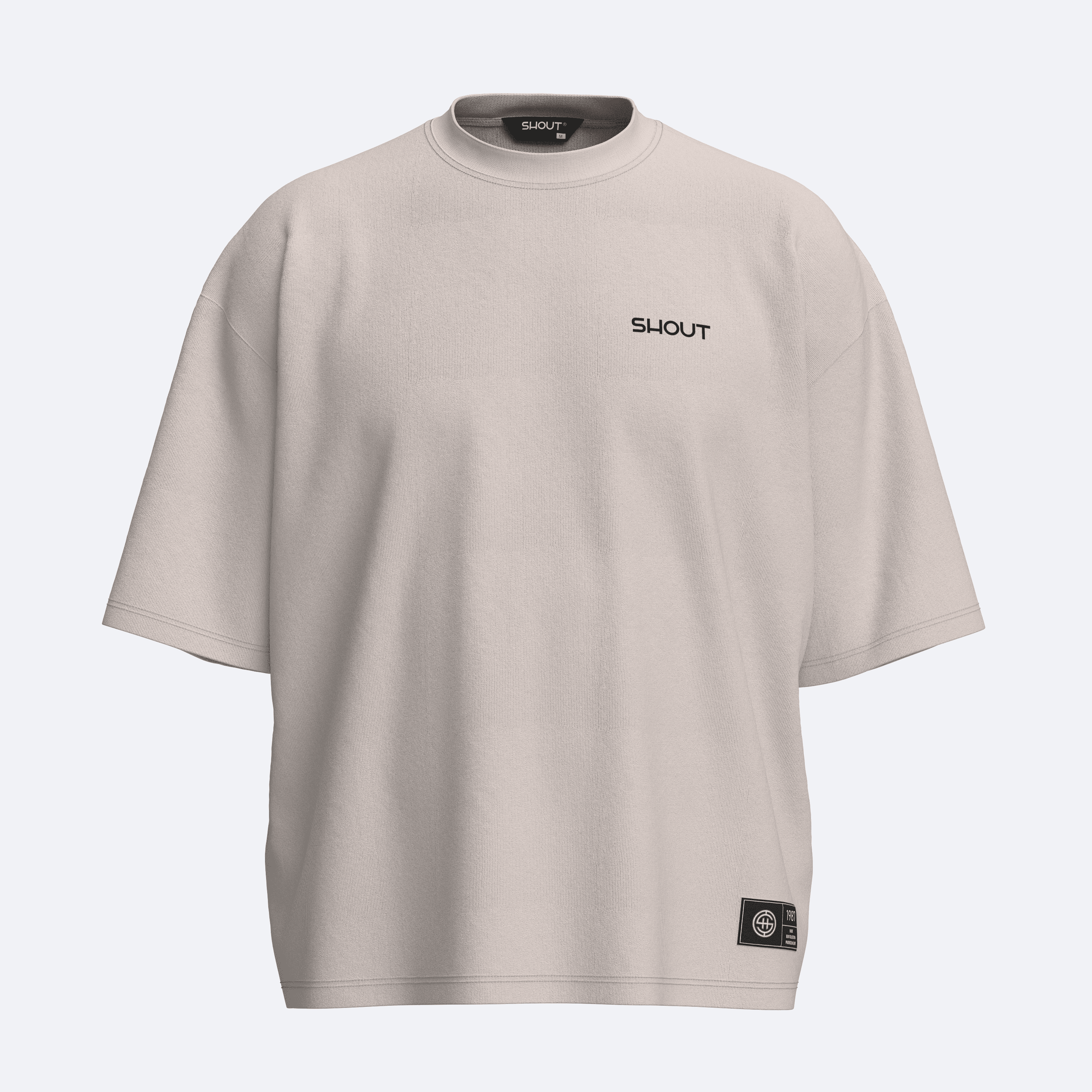 Shout Oversize Boxy Fit Basic Unisex T-Shirt - Beige
