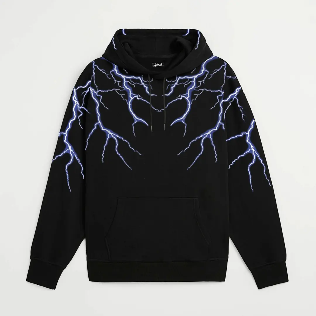 SHOUT Lightning Hoodie unisex ürün görseli – Hoodie kalıp örneği
