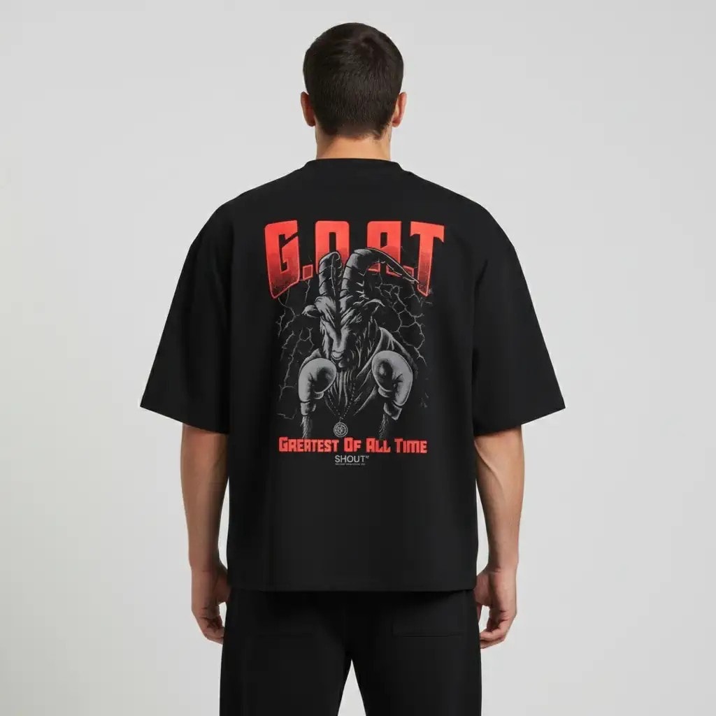 Shout Boxy Fit Oversize G.O.A.T Unisex Tişört