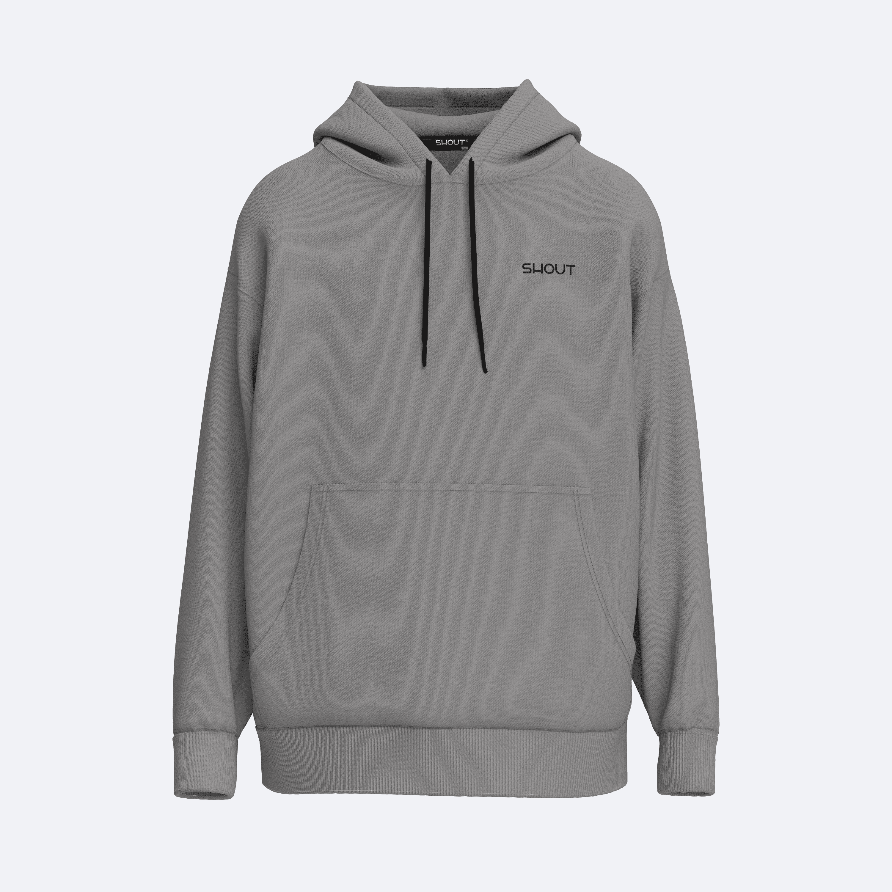 Shout Oversize Basic Grey Unisex Oldschool Hoodie