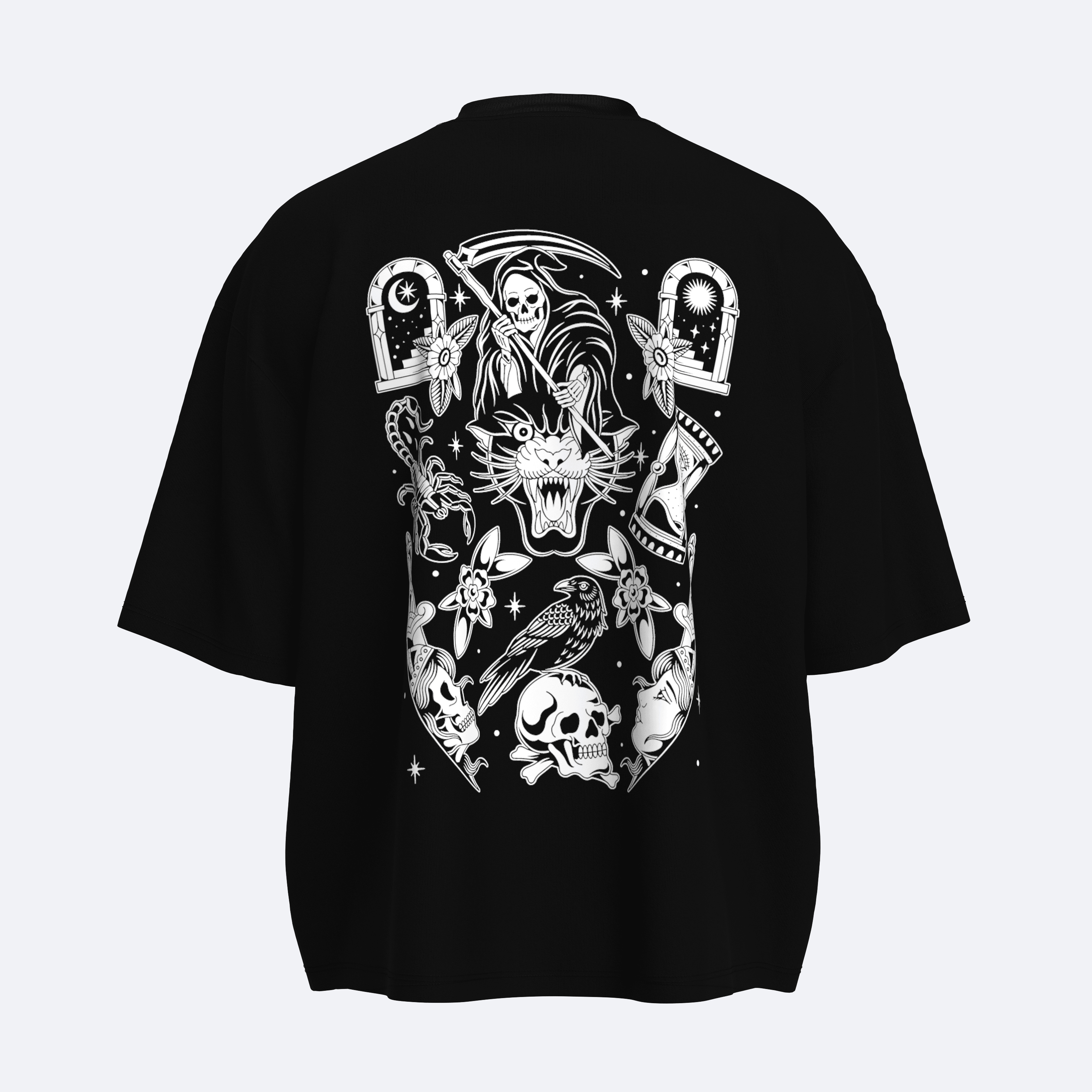 Shout Black Reaper Unisex Boxy Fit Tişört