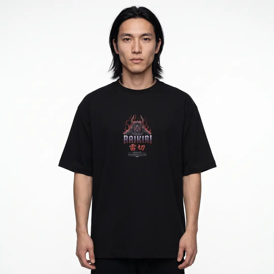 SHOUT Raikiri Thunder Cutter unisex oversize baskılı tişört