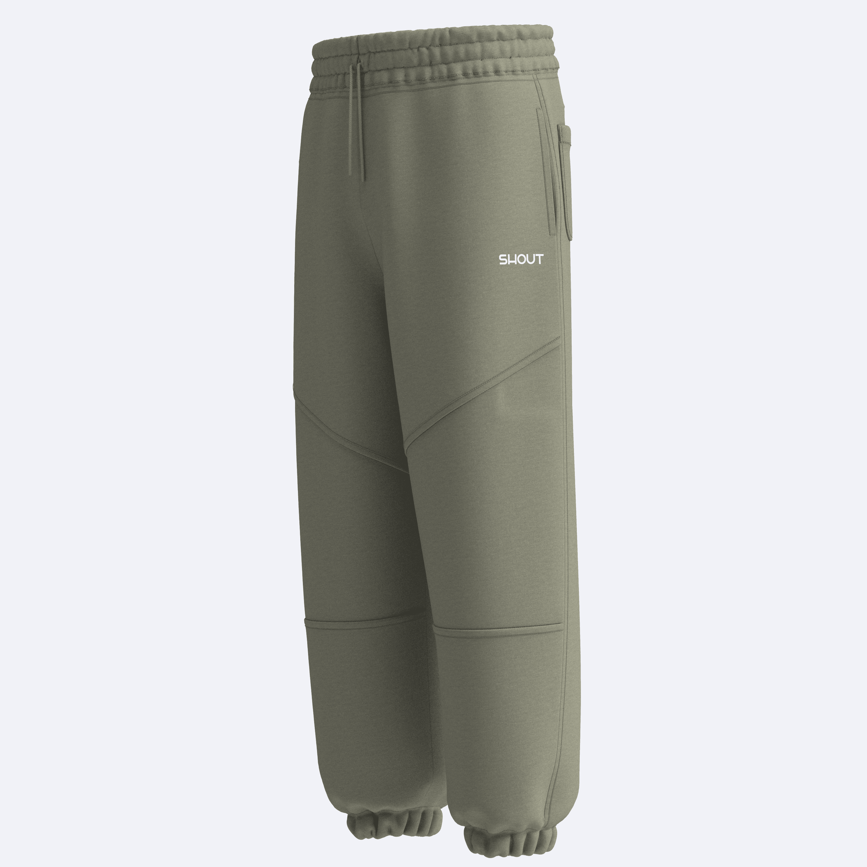 Shout Oversize Basic Organic Cotton Unisex Jogger Pantolon - Yeşil