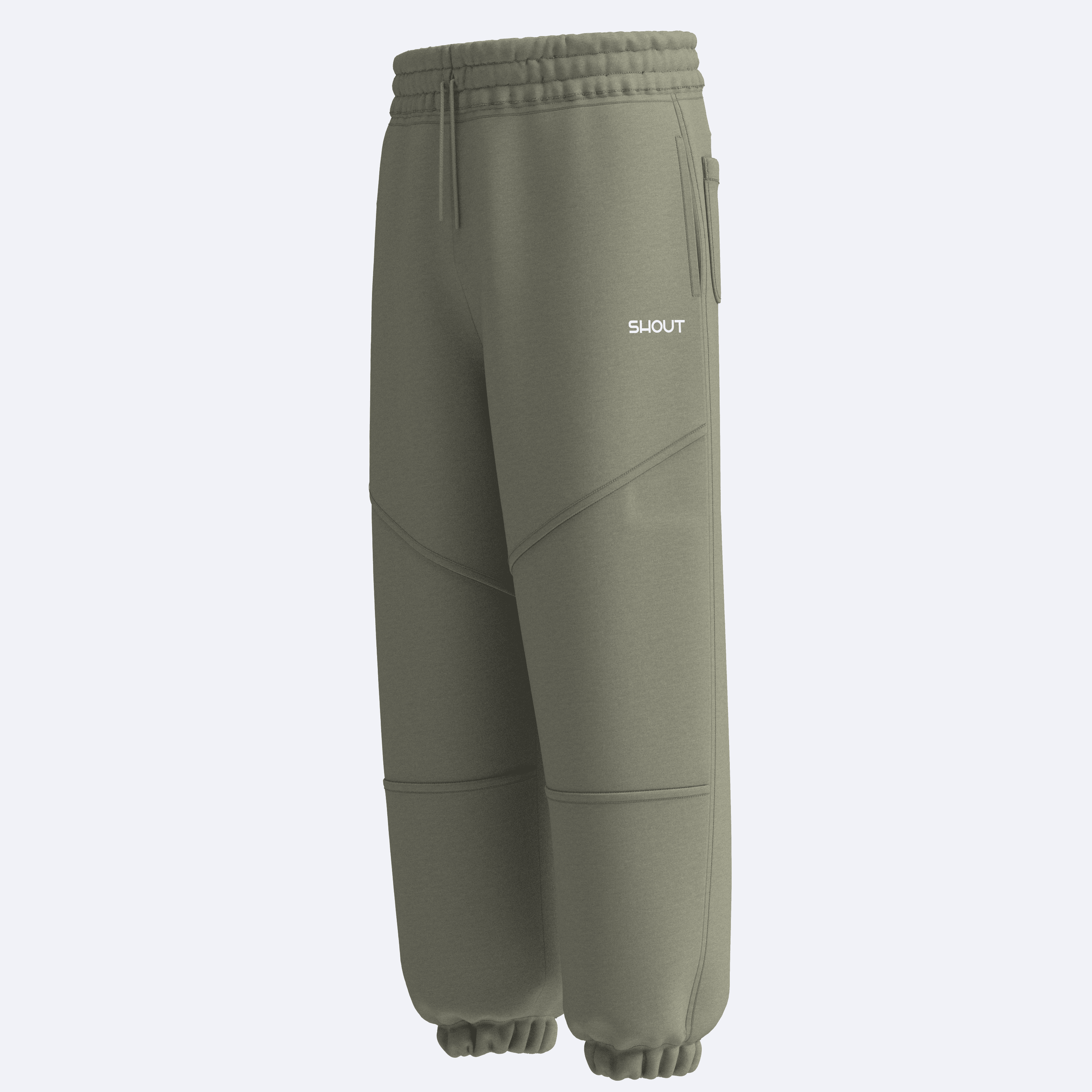 Shout Oversize Basic Organic Cotton Unisex Jogger Pantolon - Watercress