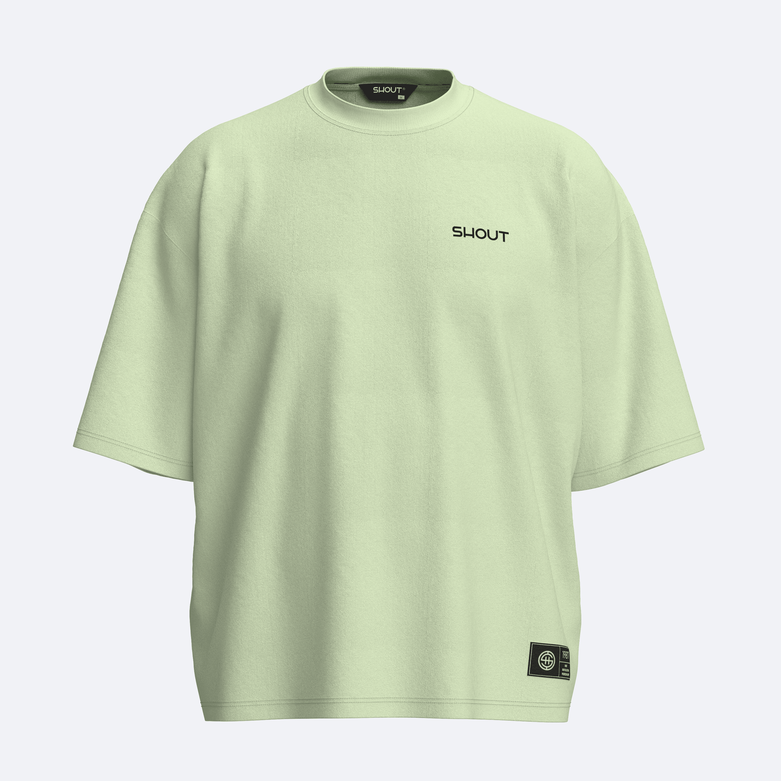 Shout Oversize Boxy Fit Basic Unisex T-Shirt - Lime Cream