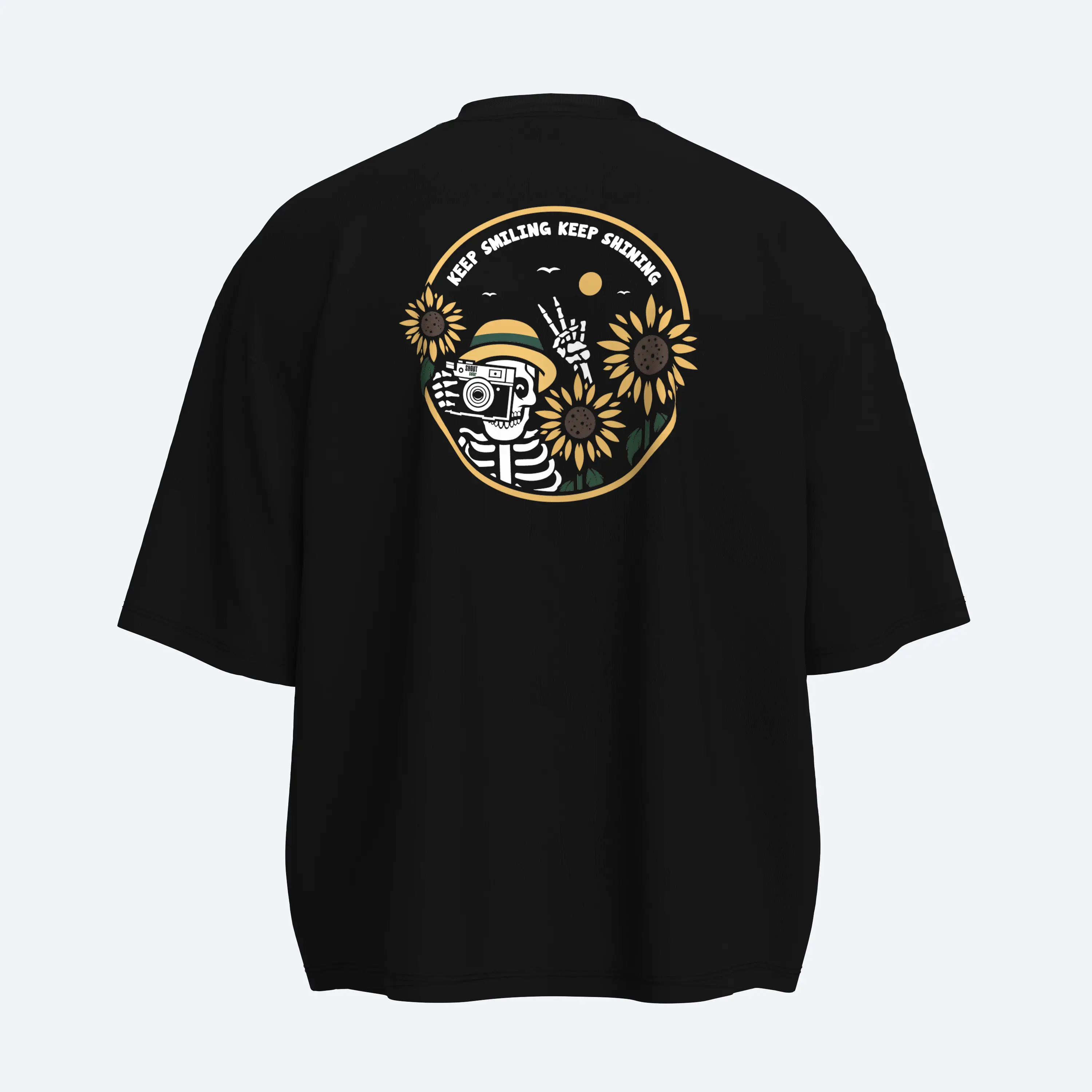 Shout Oversize Skeleton Smile Unisex Boxy Fit T-Shirt