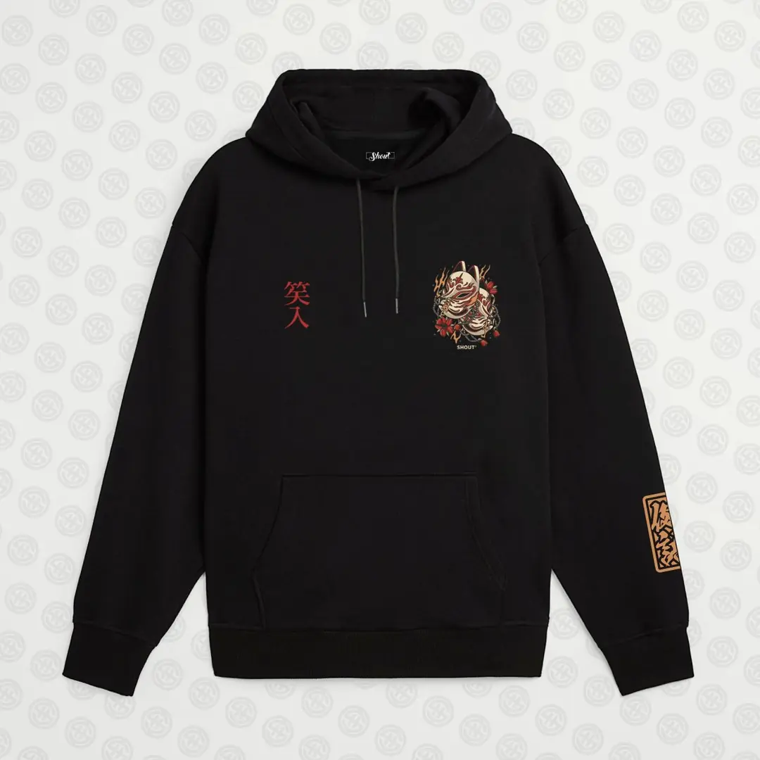 Oversize Shout Mask Kitsune Unisex Hoodie