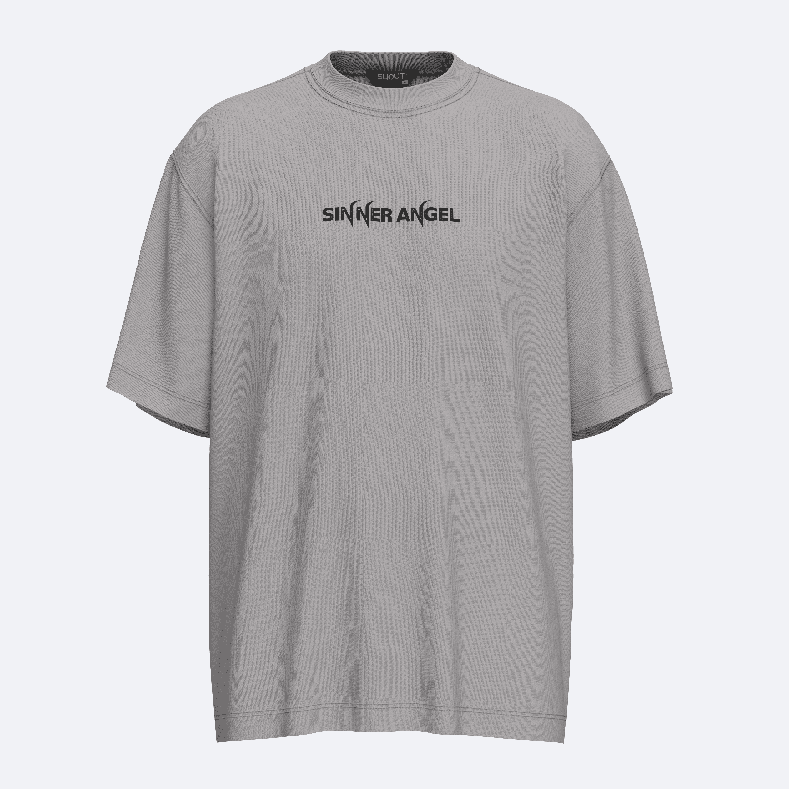 Shout Oversize Sinner Angel Unisex T-Shirt - Gri