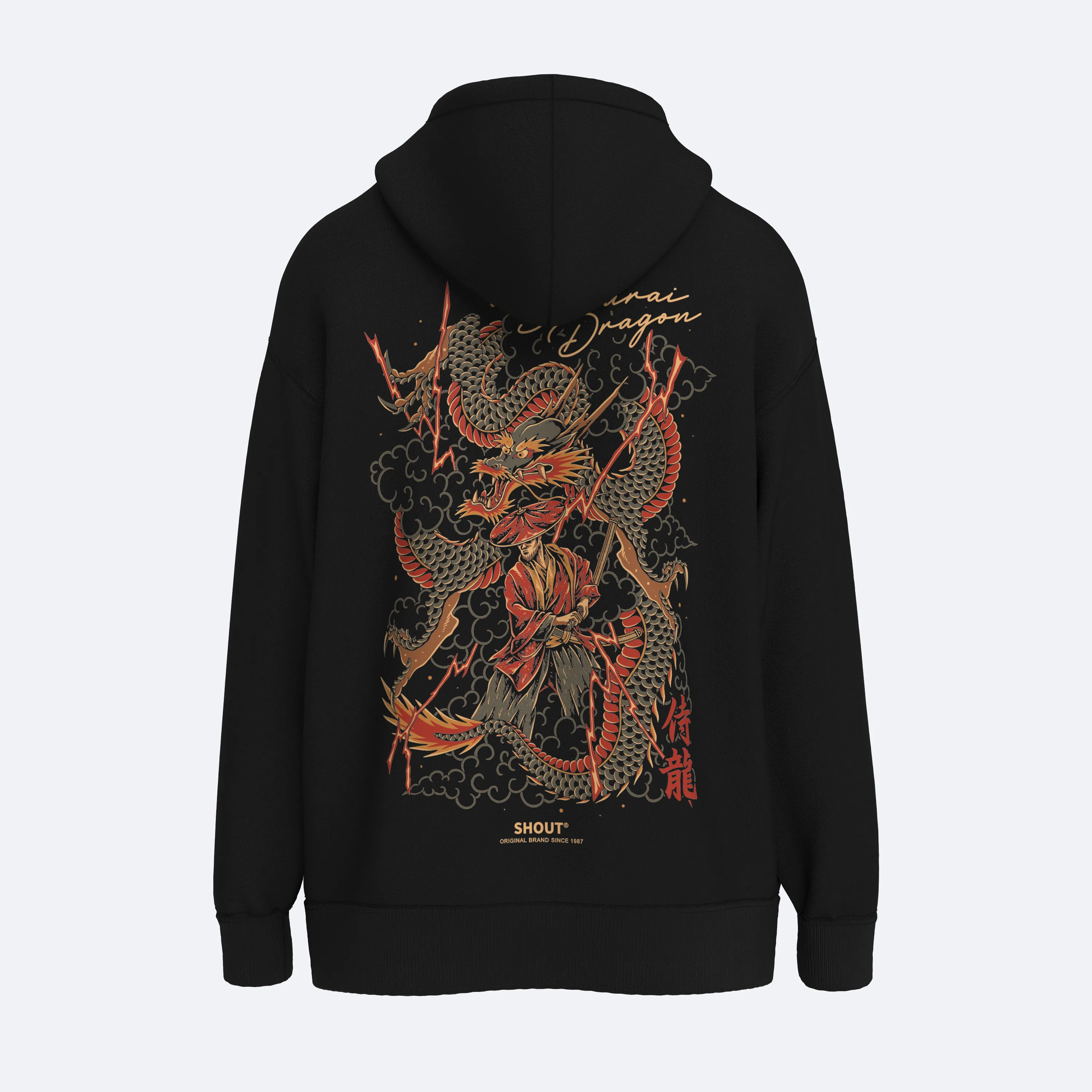 Oversize Shout Samurai Dragon Japanese Culture Unisex Zip Up Hoodie