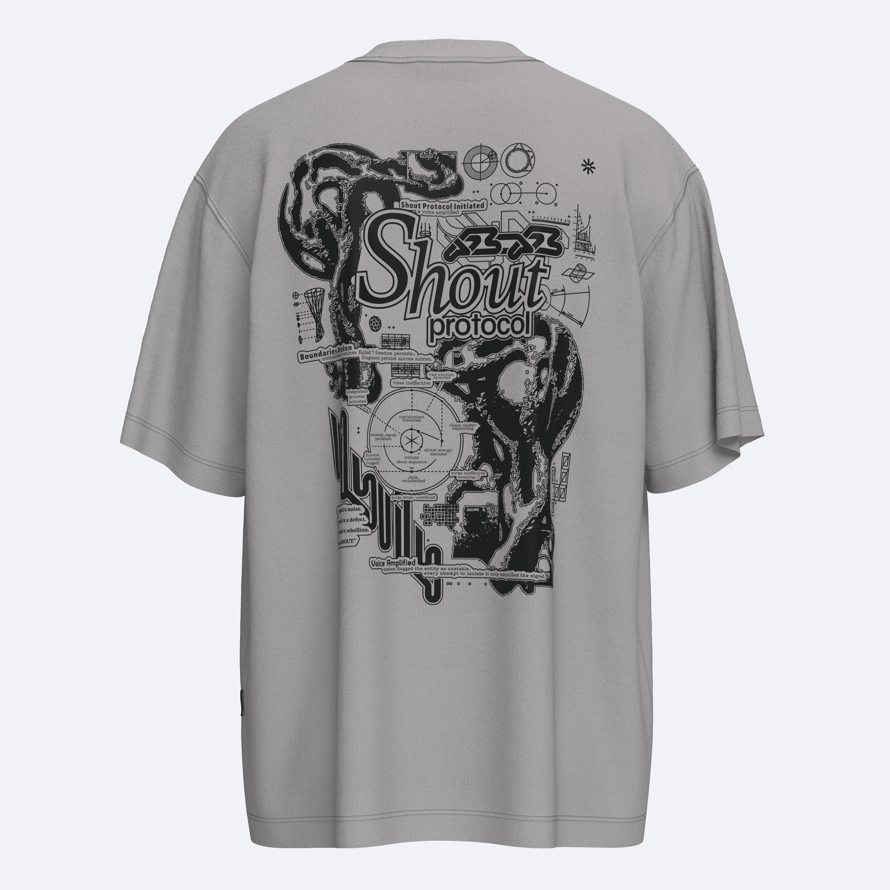 Shout Oversize Protocol Initiated Unisex T-Shirt - Gri