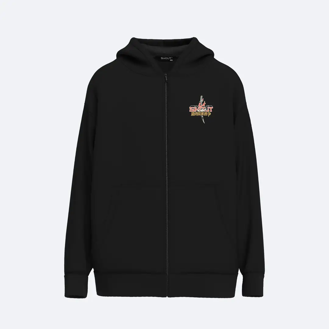Oversize Shout Musashi vs Sasuke Unisex Zip Up Hoodie