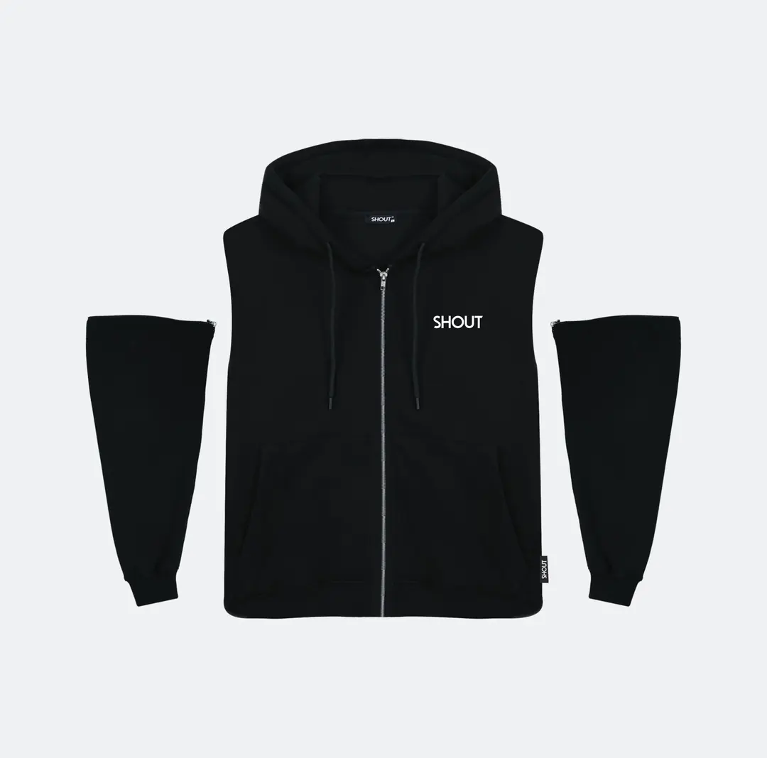 SHOUT Zip Off Sleeve Zip-Up Hoodie modelinin ürün görseli