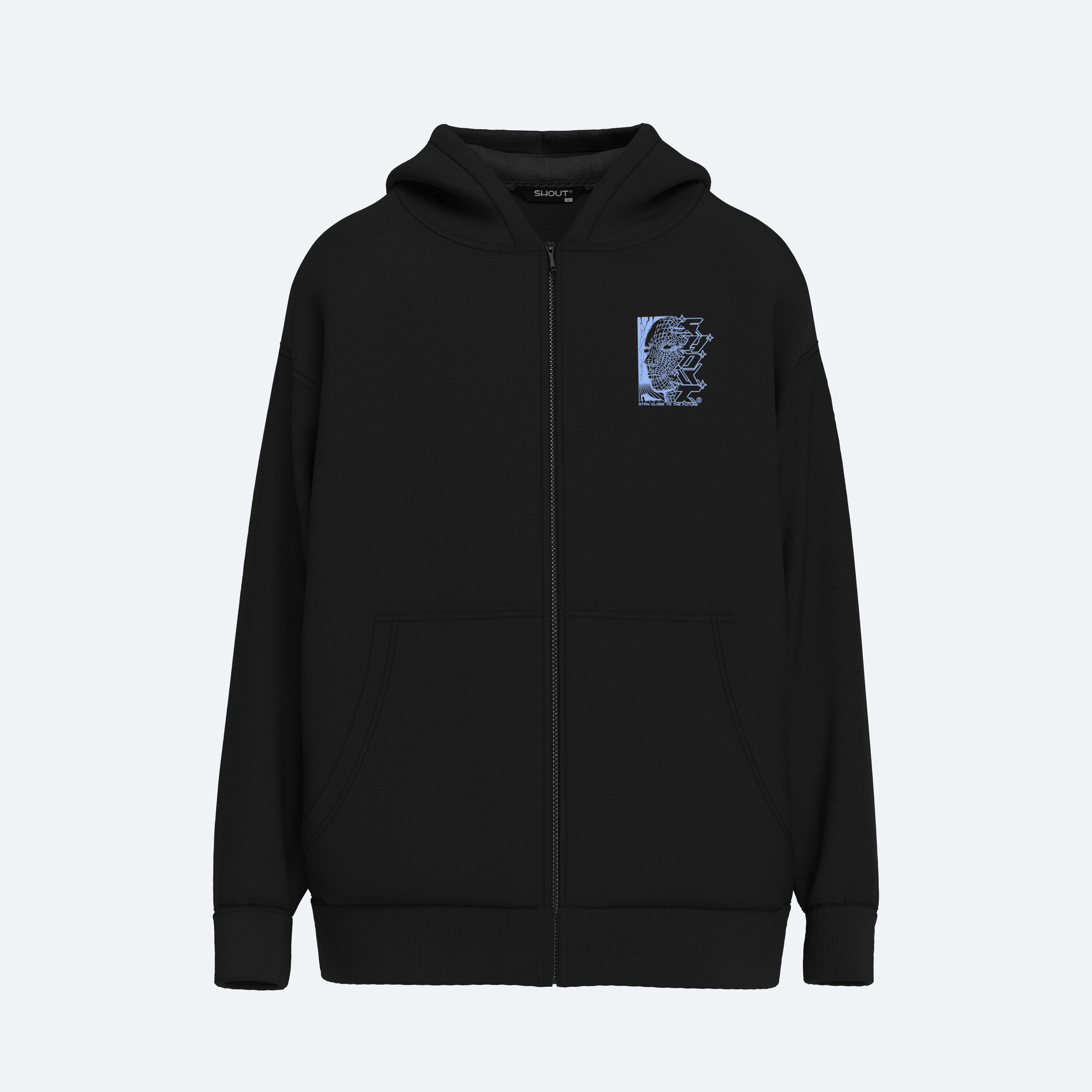 Shout Oversize Stay Close To The Future Zip Up Hoodie