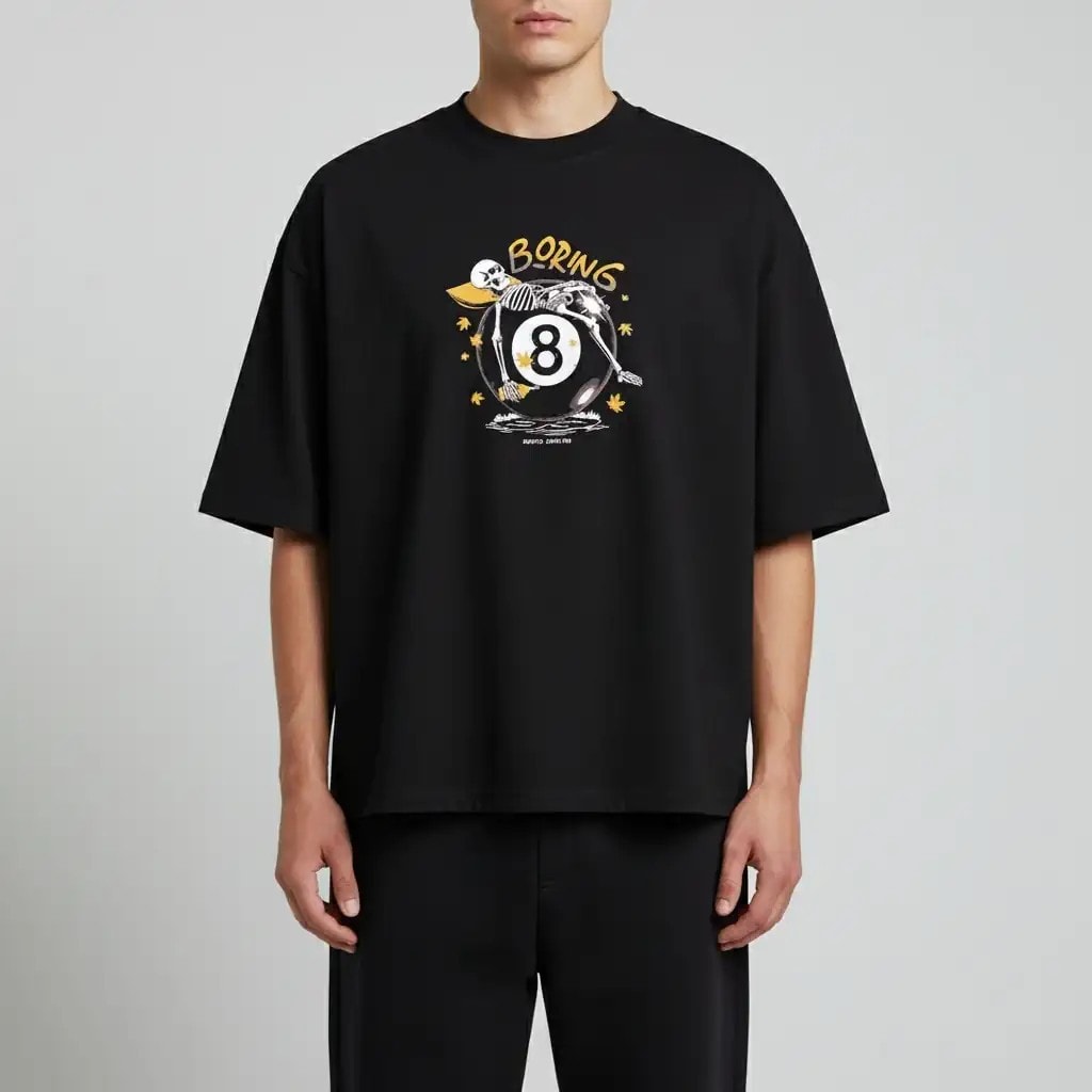 Shout Oversize Boxy Fit Boring 8 Ball Unisex T-Shirt