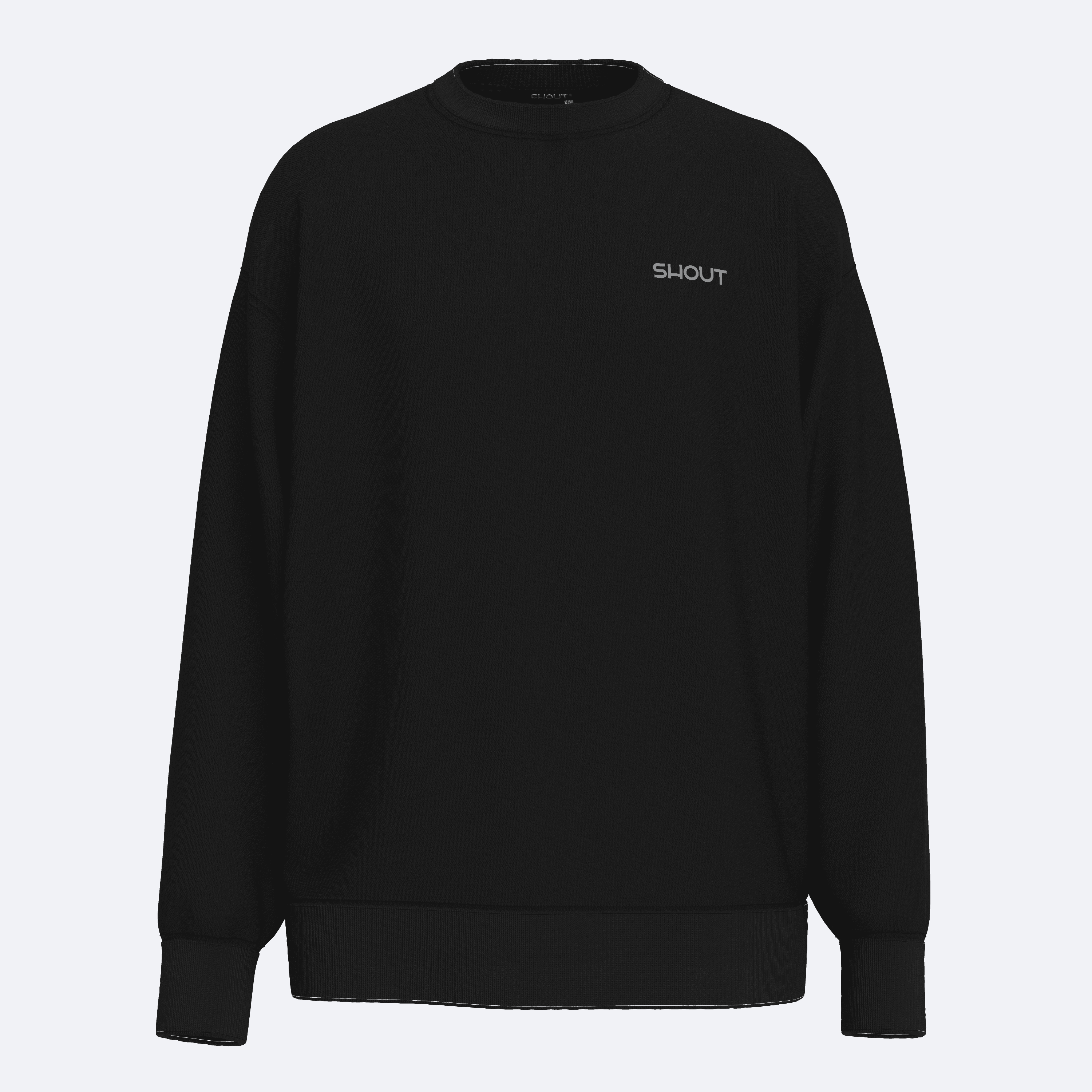 Shout Oversize Basic Unisex Sweatshirt - Siyah