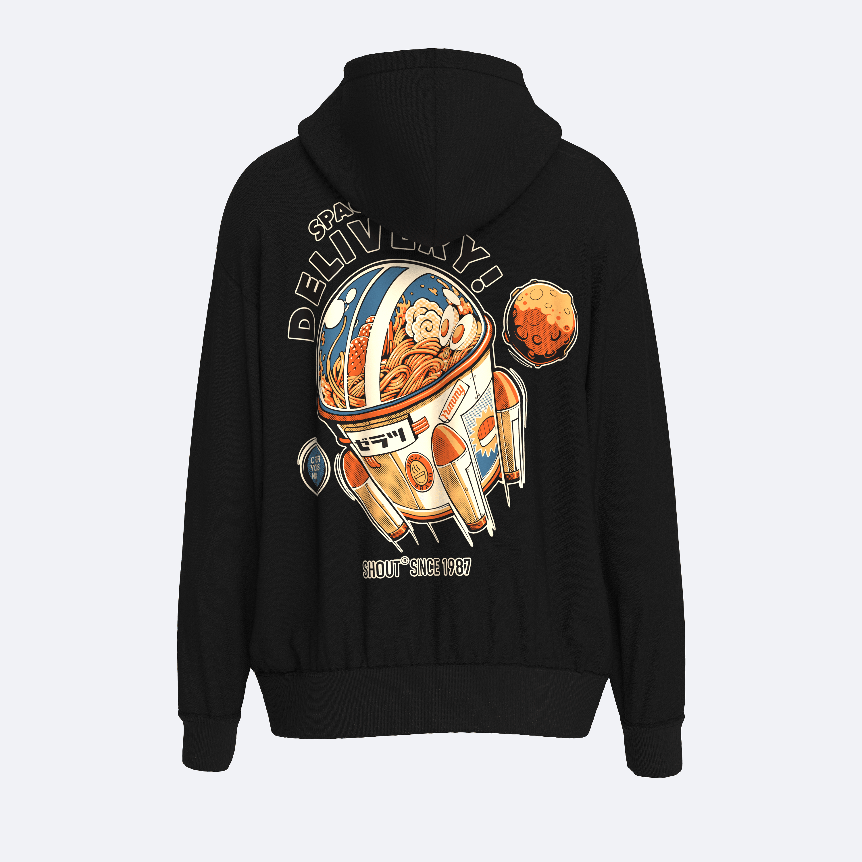 Oversize Shout Space Ramen Delivery Unisex Hoodie