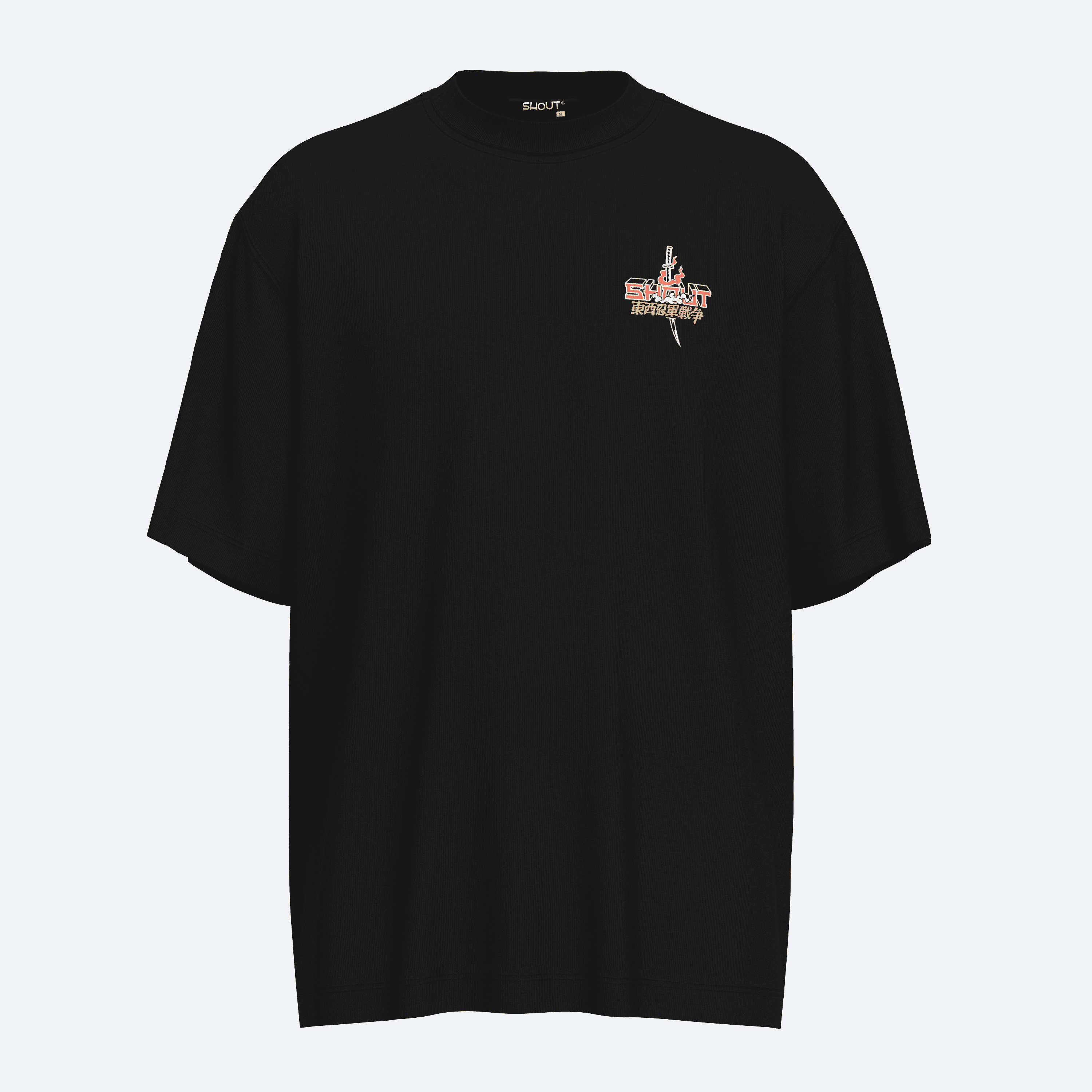 Shout Oversize Musashi vs Sasuke Unisex T-Shirt - Siyah