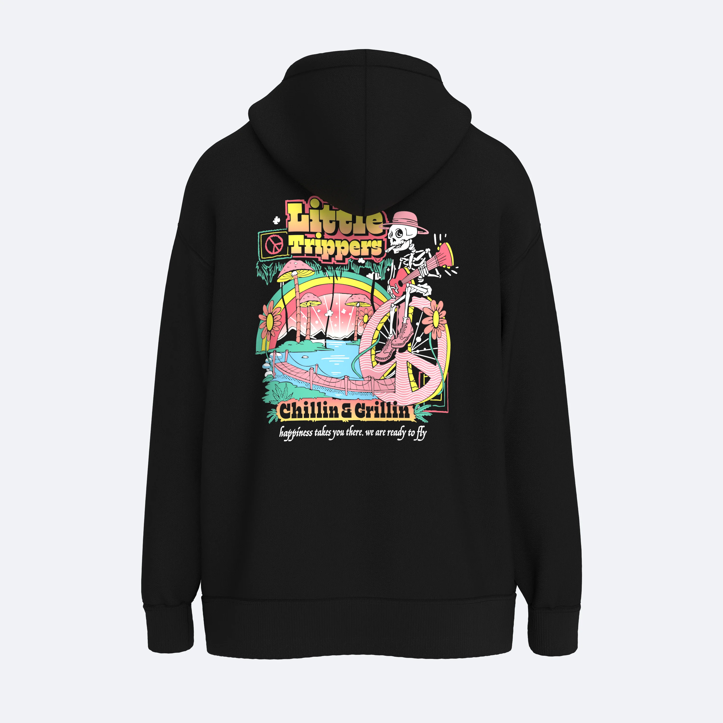 Shout Oversize Little Trippers Oldschool Unisex Zip Up Hoodie