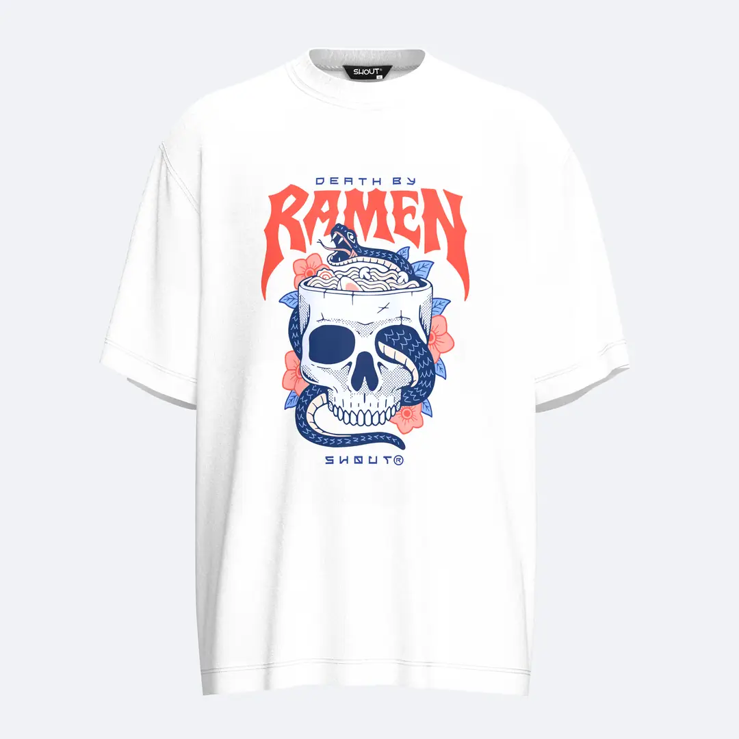 SHOUT Death by Ramen Oversize Tişört baskılı tişört ürün görseli