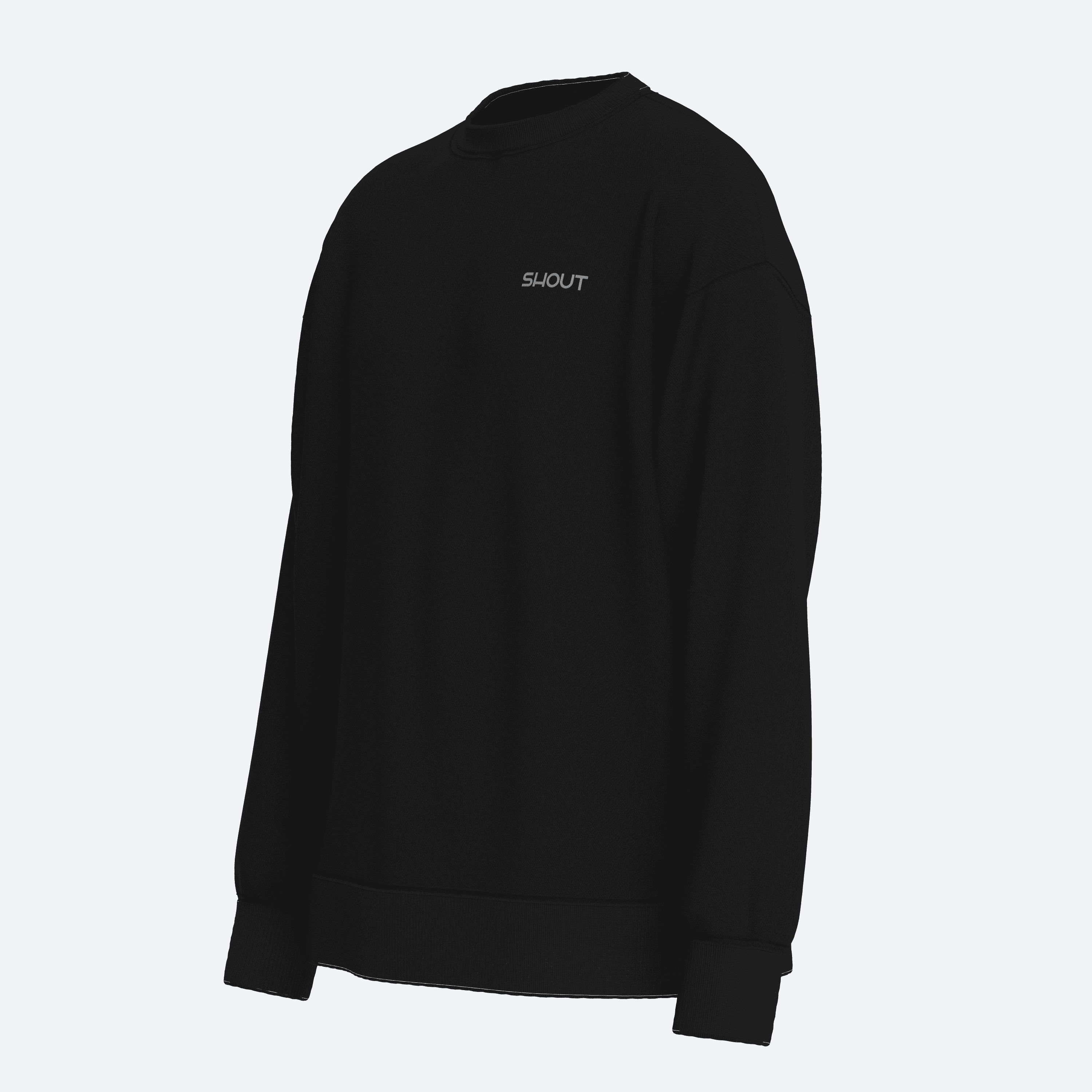 Shout Oversize Basic Unisex Sweatshirt - Siyah