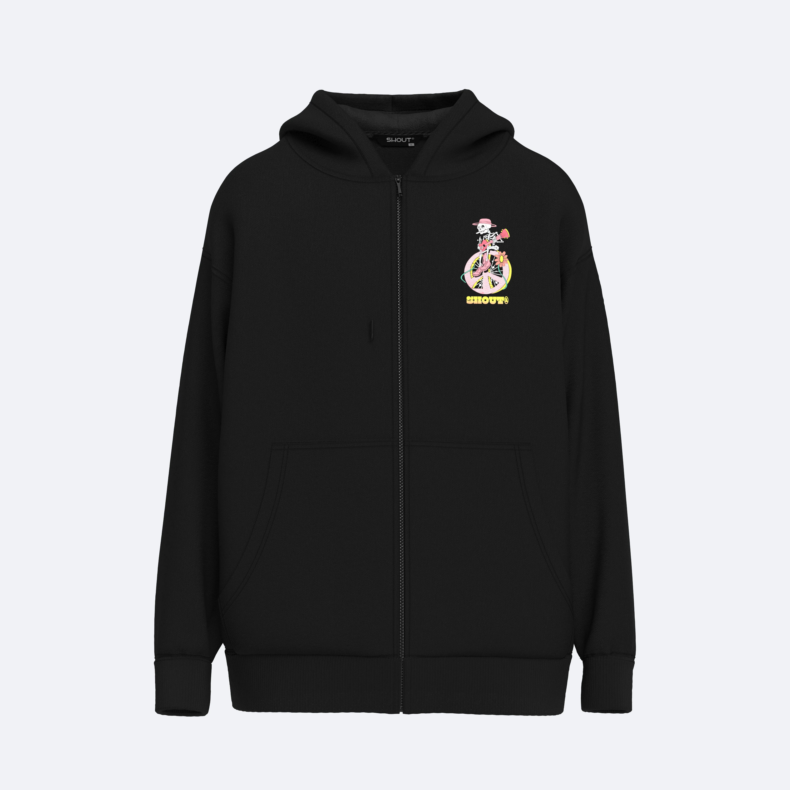 Shout Oversize Little Trippers Oldschool Unisex Zip Up Hoodie