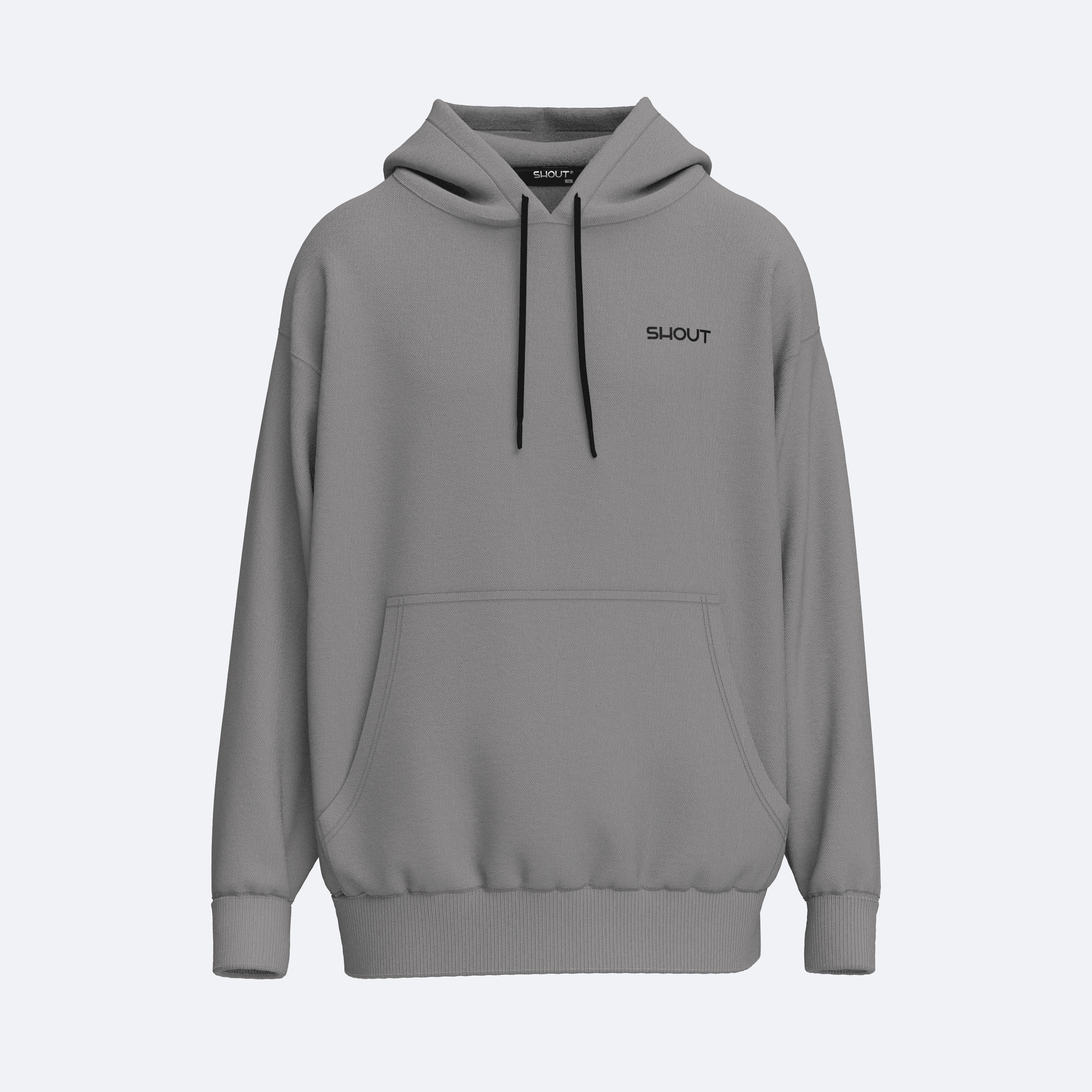 Shout Oversize Basic Grey Unisex Oldschool Hoodie