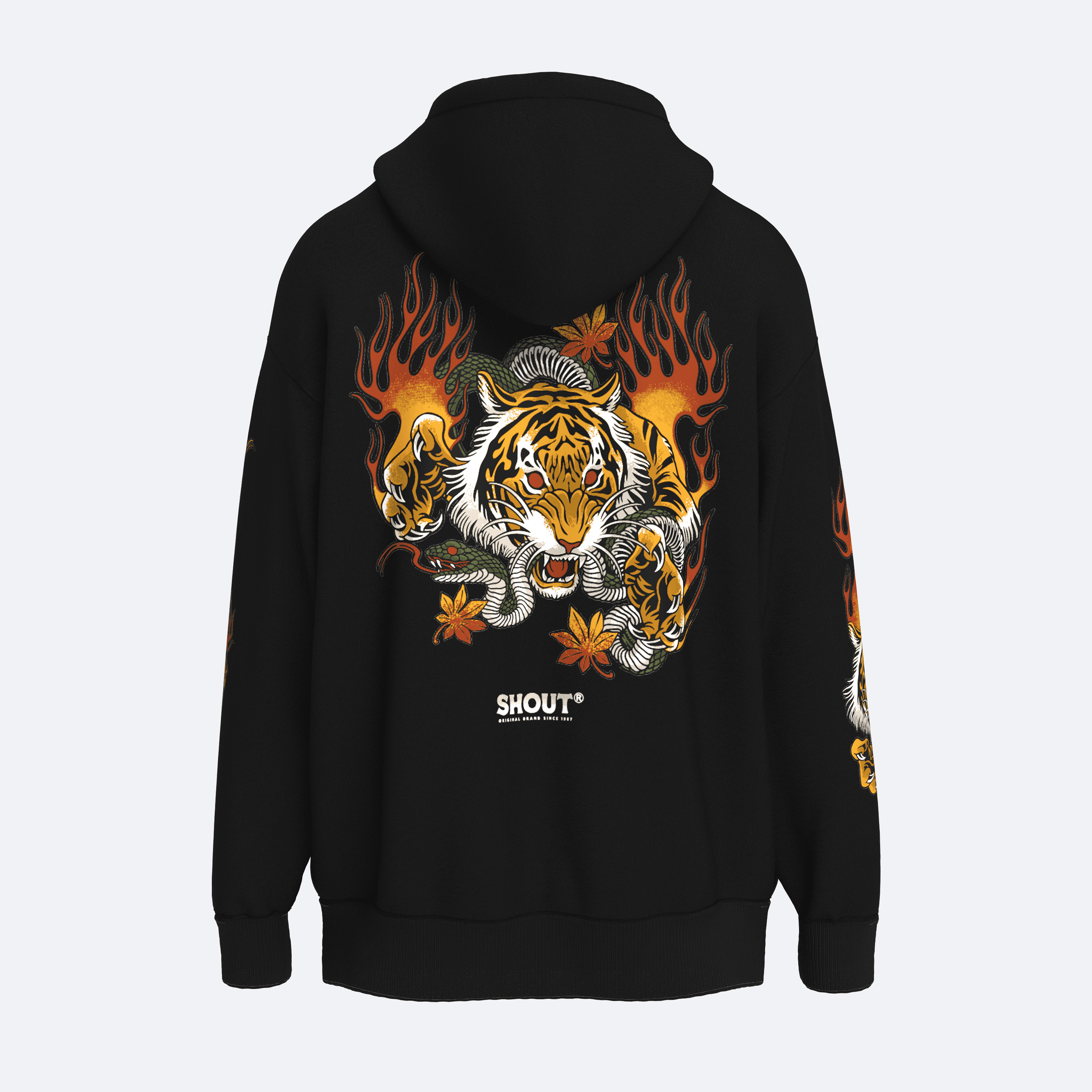 Oversize Shout Tiger vs Snake Unisex Zip Up Hoodie