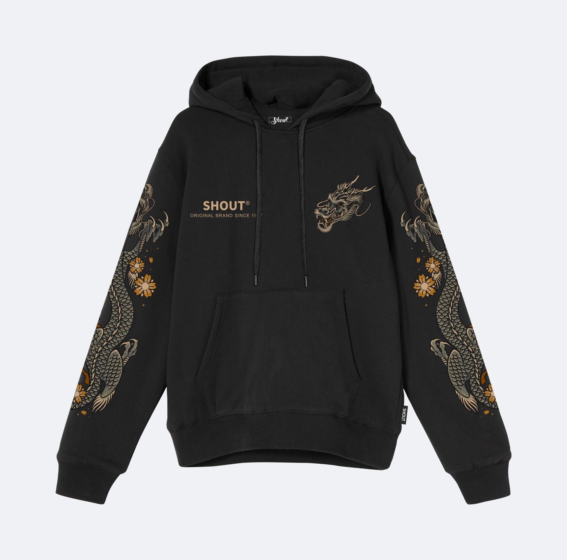 Oversize Shout Flower Dragon Oldschool Unisex Hoodie