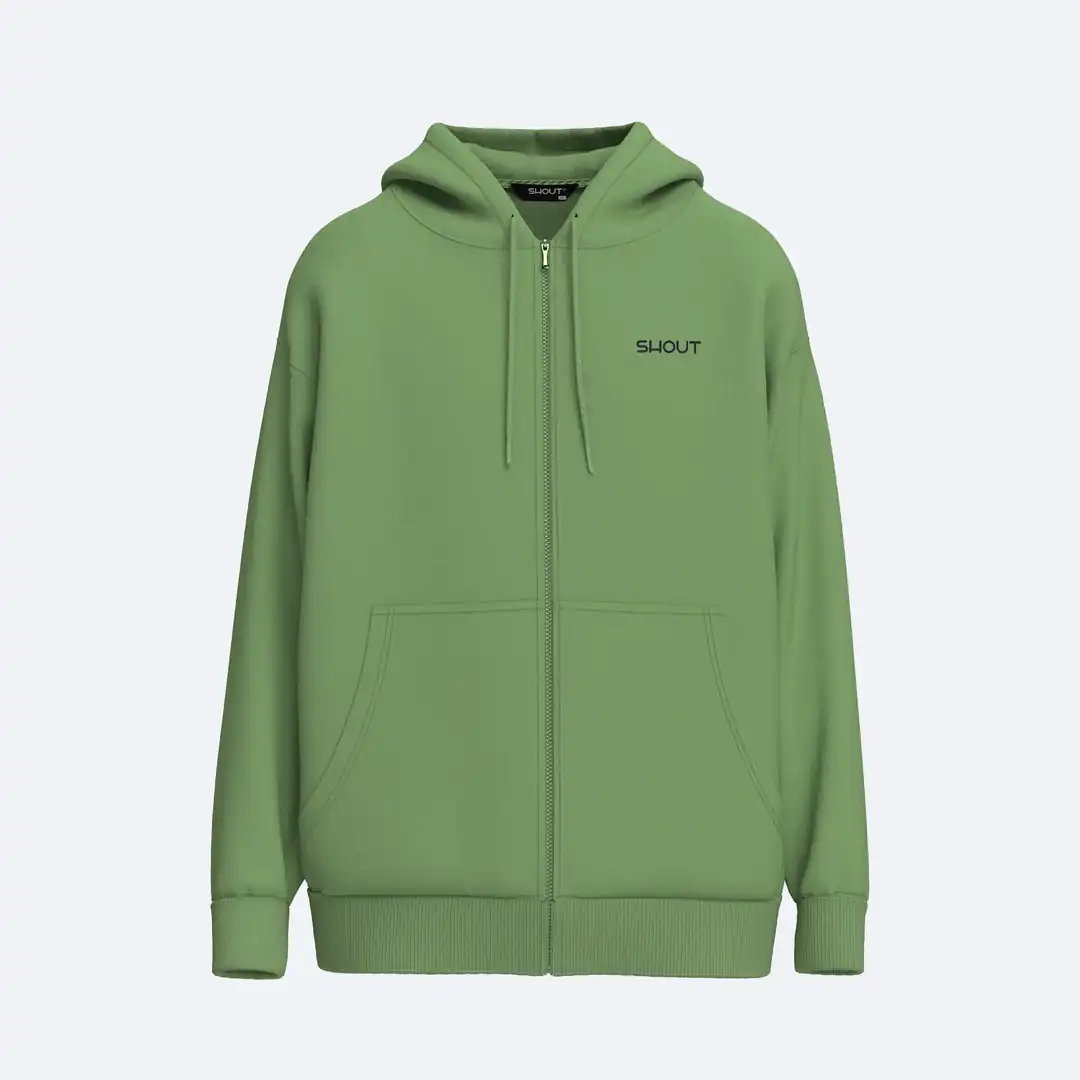 SHOUT Green Basic Zip-Up Hoodie modelinin ürün görseli