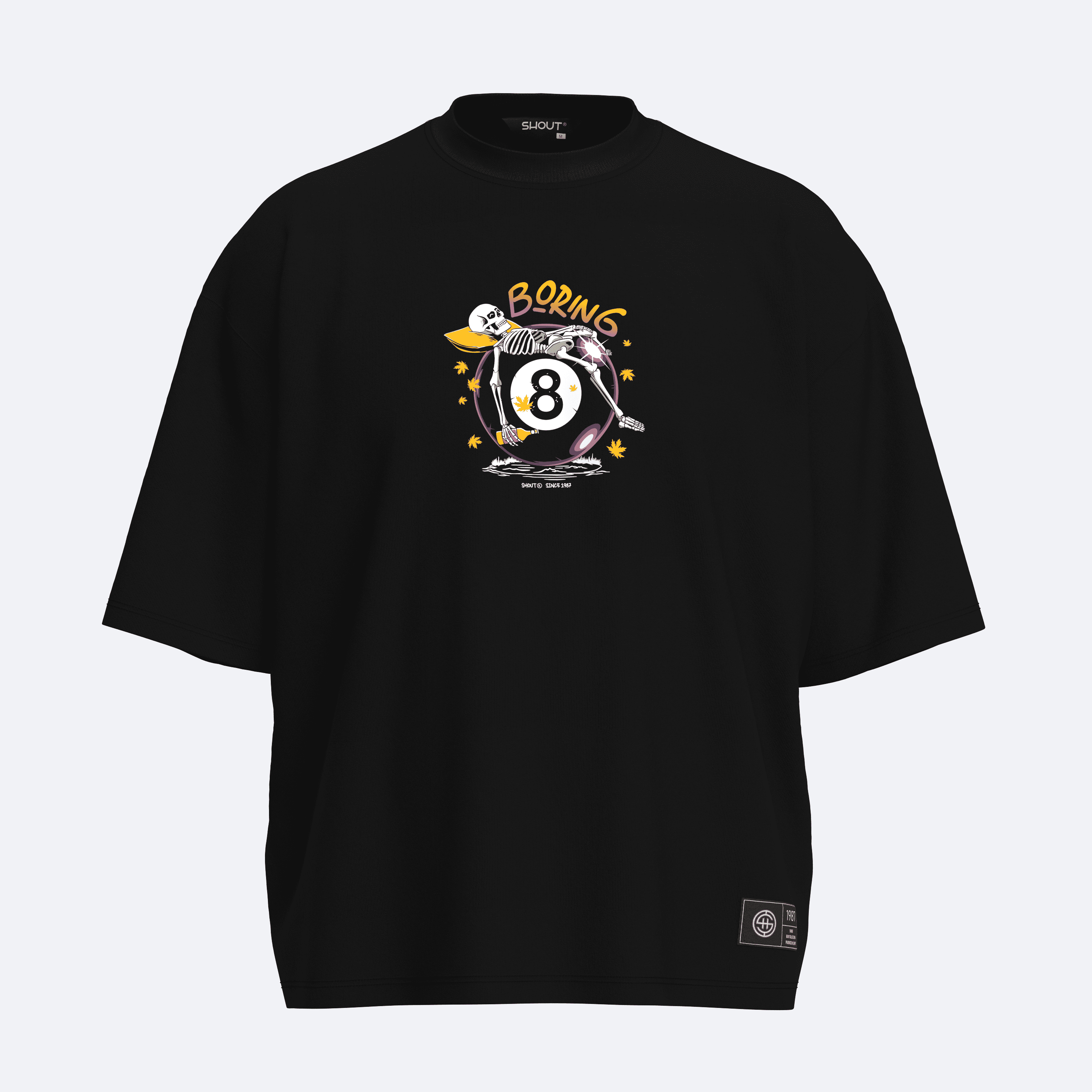 Shout Oversize Boxy Fit Boring 8 Ball Unisex T-Shirt